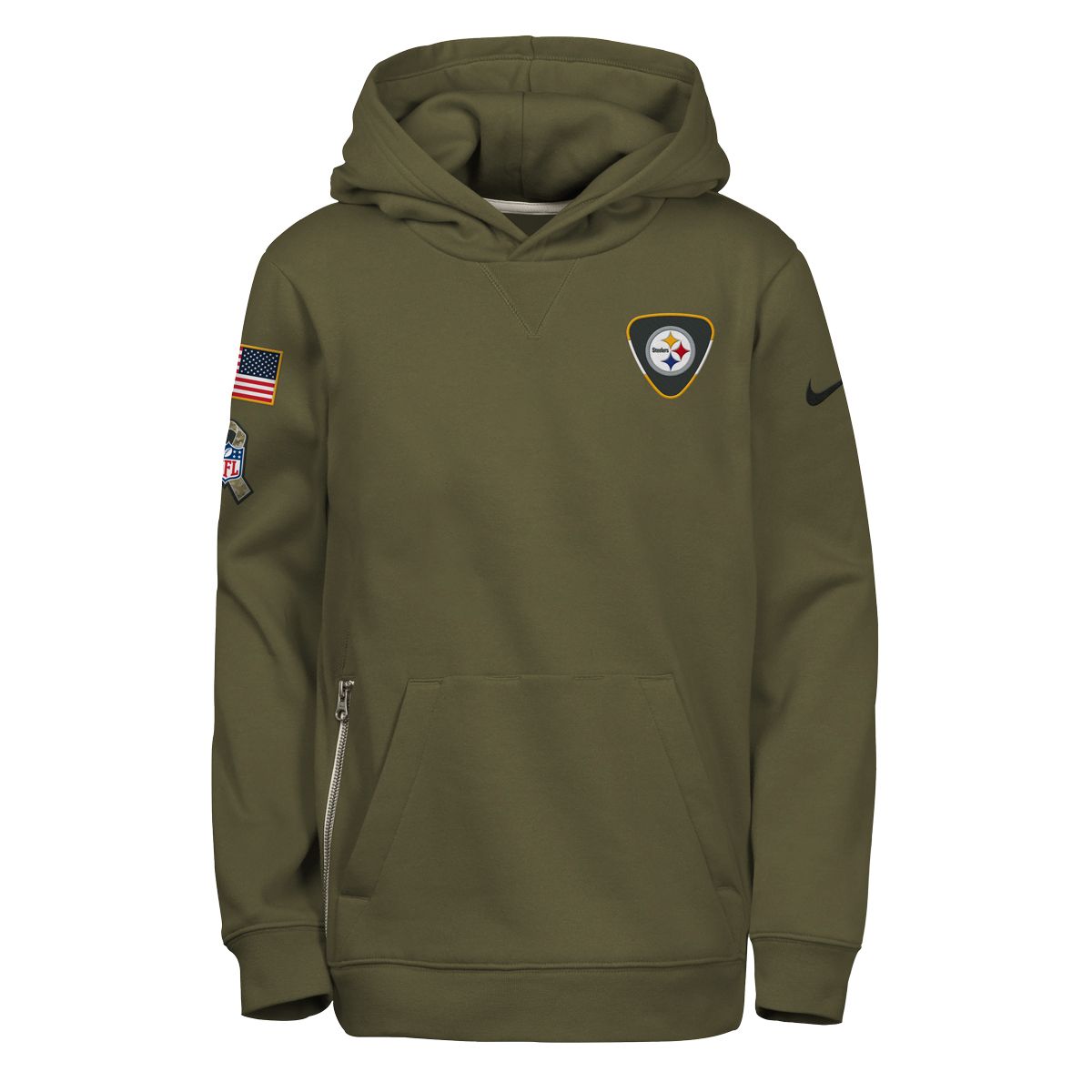Pittsburgh Steelers Youth Nike Salute to Service Green Pullover Fleece Hoodie 3 Pittsburgh Steelers Youth Nike Salute to Service Green Pullover Fleece Hoodie