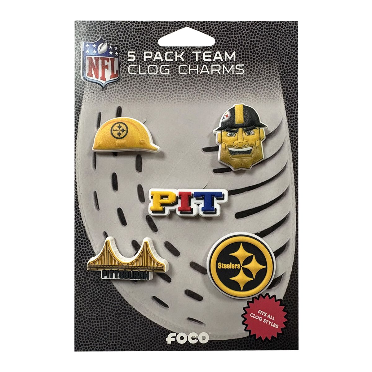 Pittsburgh Steelers 5 Pack Clog Charms