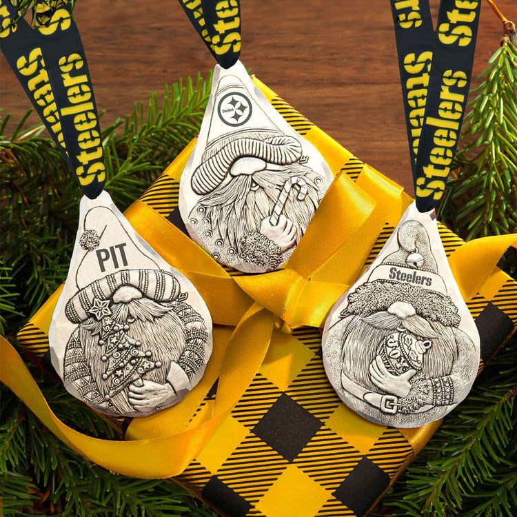 Pittsburgh Steelers Wendell August Forge 3-Piece Gridiron Gnomes Ornament Set