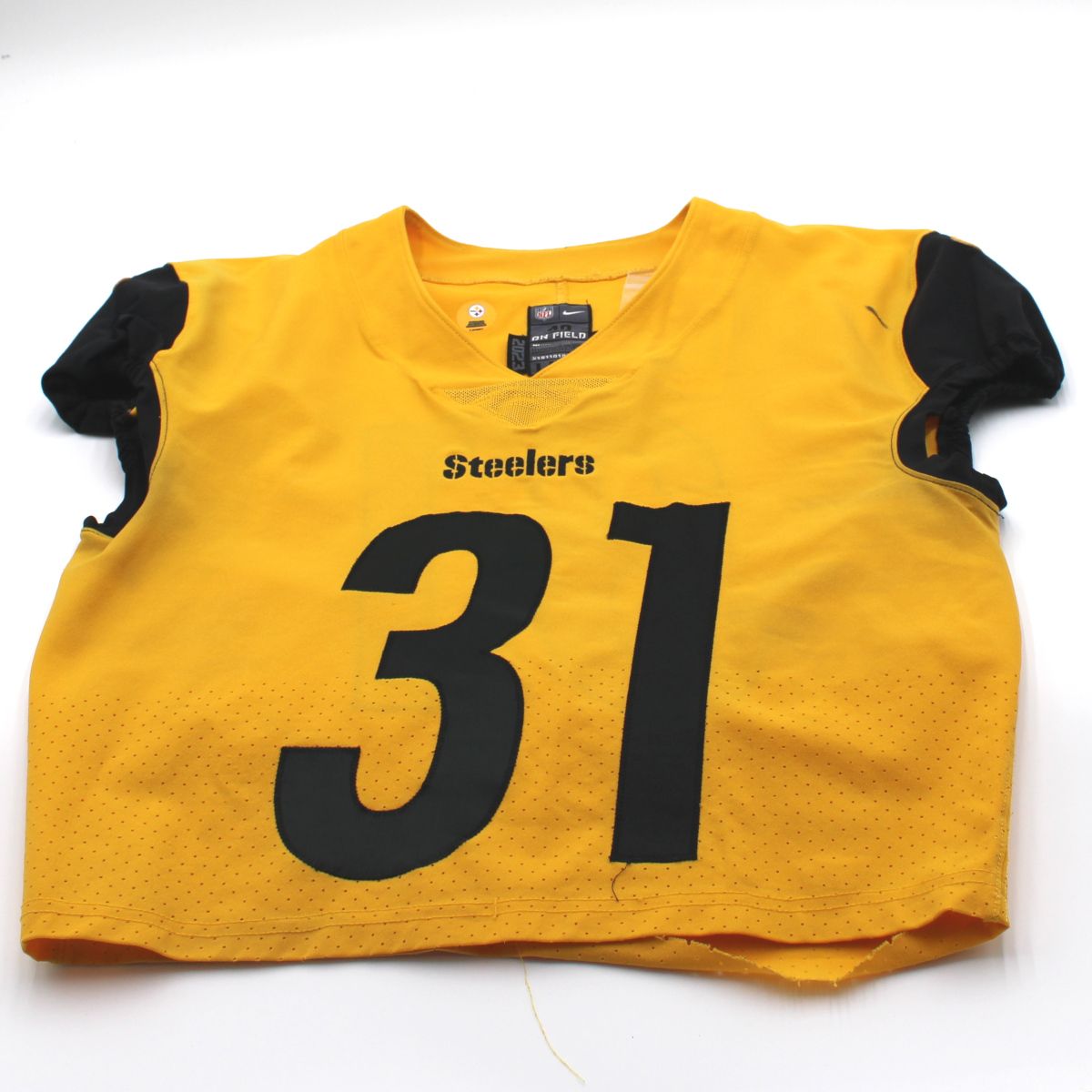 Pittsburgh Steelers #31 Keanu Neal 2023 Practice Used Gold Defense Jersey 2 Pittsburgh Steelers #31 Keanu Neal 2023 Practice Used Gold Defense Jersey