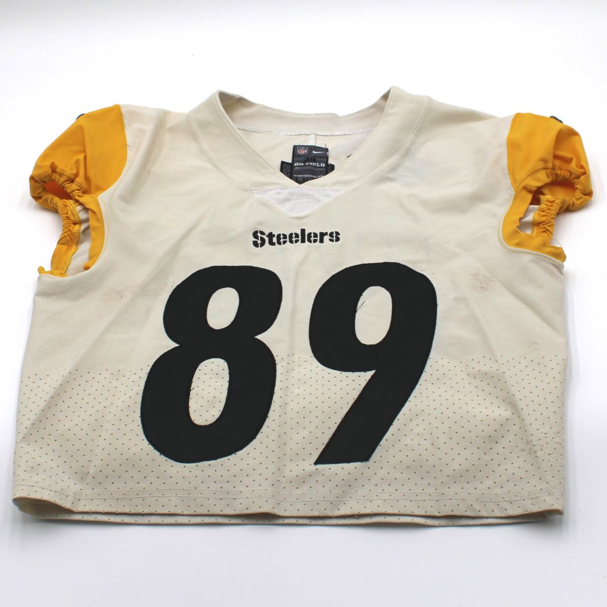 Pittsburgh Steelers #89 Gunnar Olszewski 2023 Practice Used White Offense Jersey 4 Pittsburgh Steelers #89 Gunnar Olszewski 2023 Practice Used White Offense Jersey