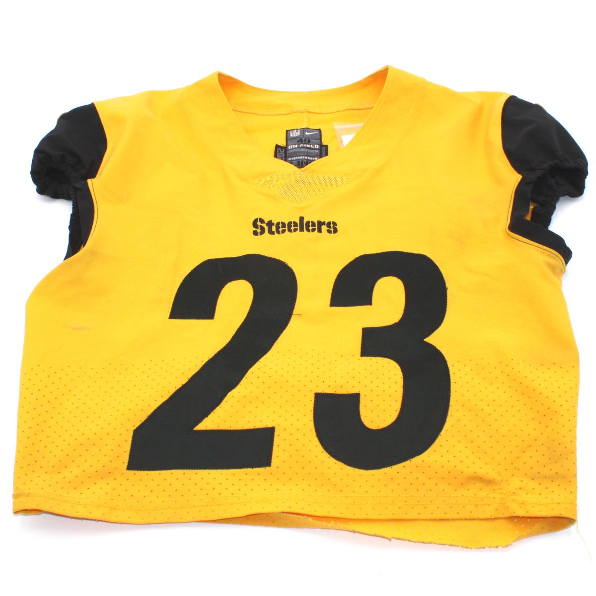Pittsburgh Steelers #23 Damontae Kazee 2023 Practice Used Gold Defense Jersey 3 Pittsburgh Steelers #23 Damontae Kazee 2023 Practice Used Gold Defense Jersey