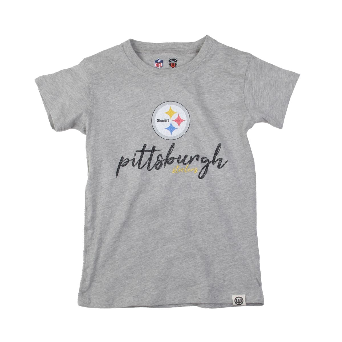 Pittsburgh Steelers Little Girls Glitter Script Short Sleeve T-Shirt