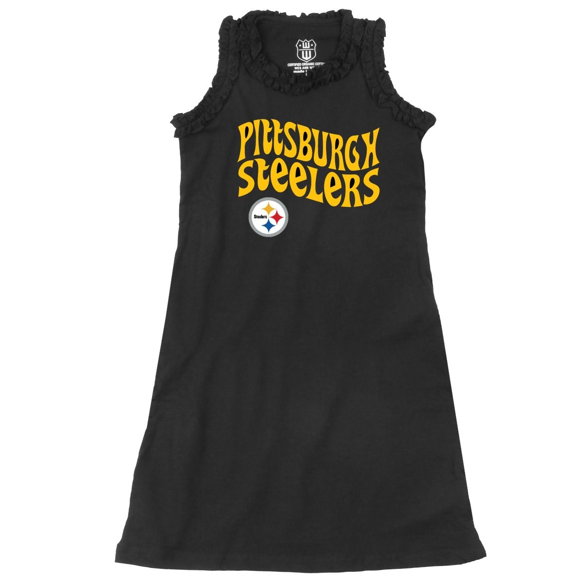 Pittsburgh Steelers Little Girl's Ruffle Neck Dress 2 Pittsburgh Steelers Little Girl's Ruffle Neck Dress