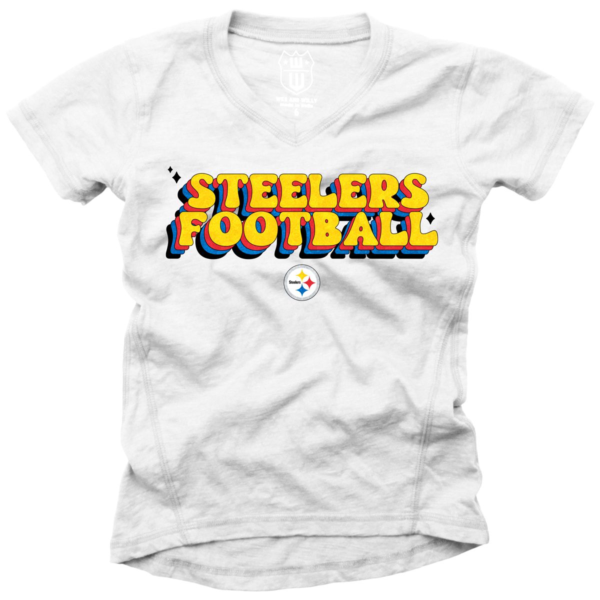 Pittsburgh Steelers Girl's Glitter V-Neck Short Sleeve T-Shirt