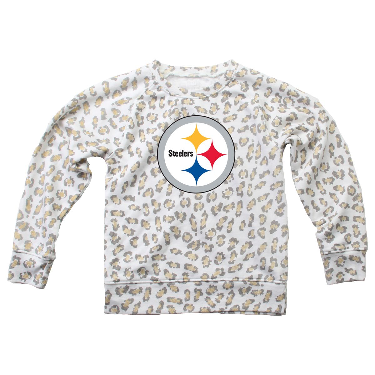 Pittsburgh Steelers Little Girl's Snow Leopard Burn Out Fleece Crew