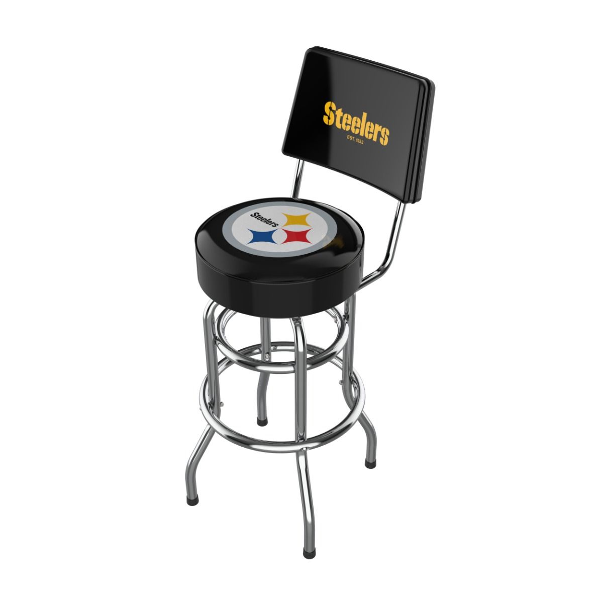Pittsburgh Steelers Chrome Barstool w/ Back 11 Pittsburgh Steelers Chrome Barstool w/ Back