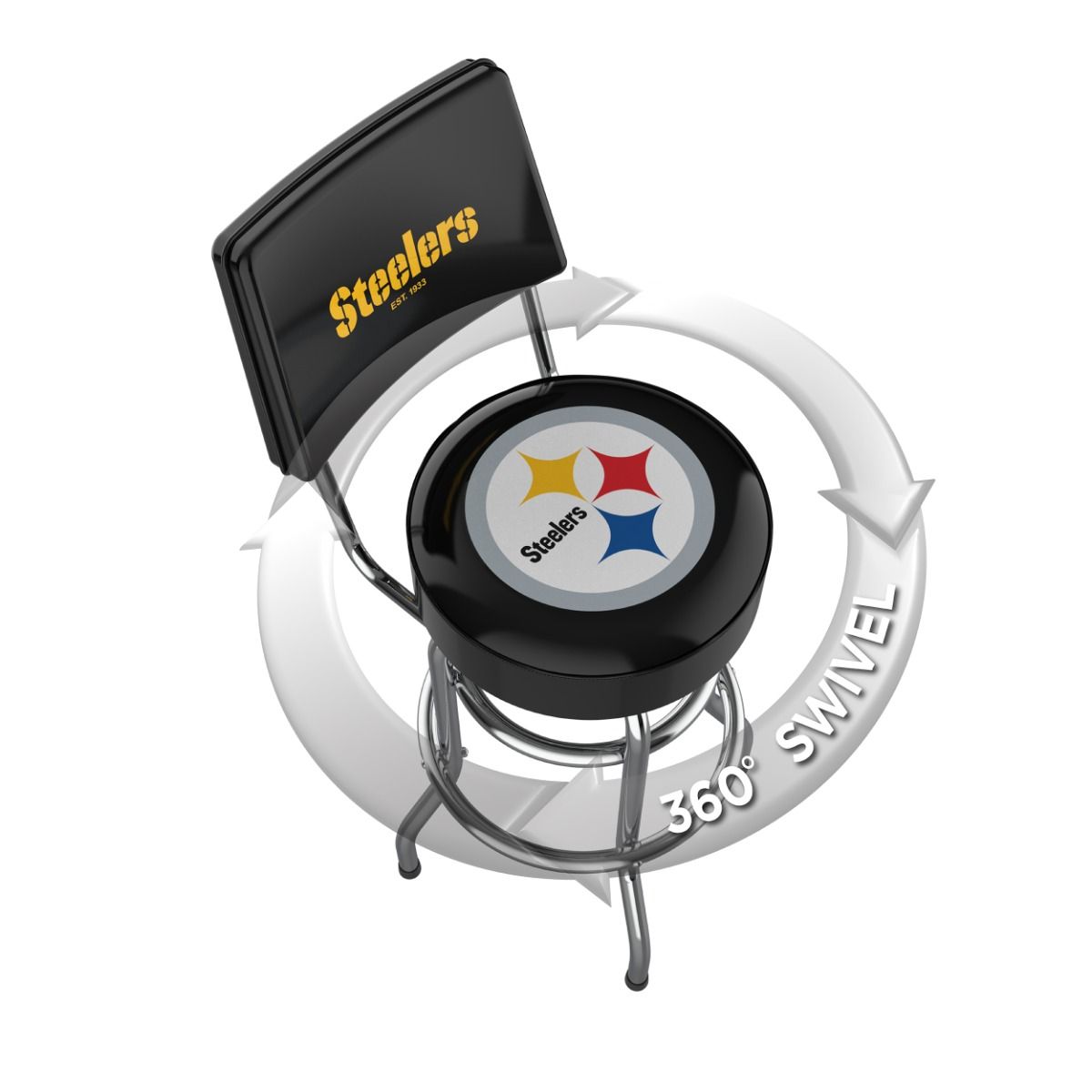 Pittsburgh Steelers Chrome Barstool w/ Back