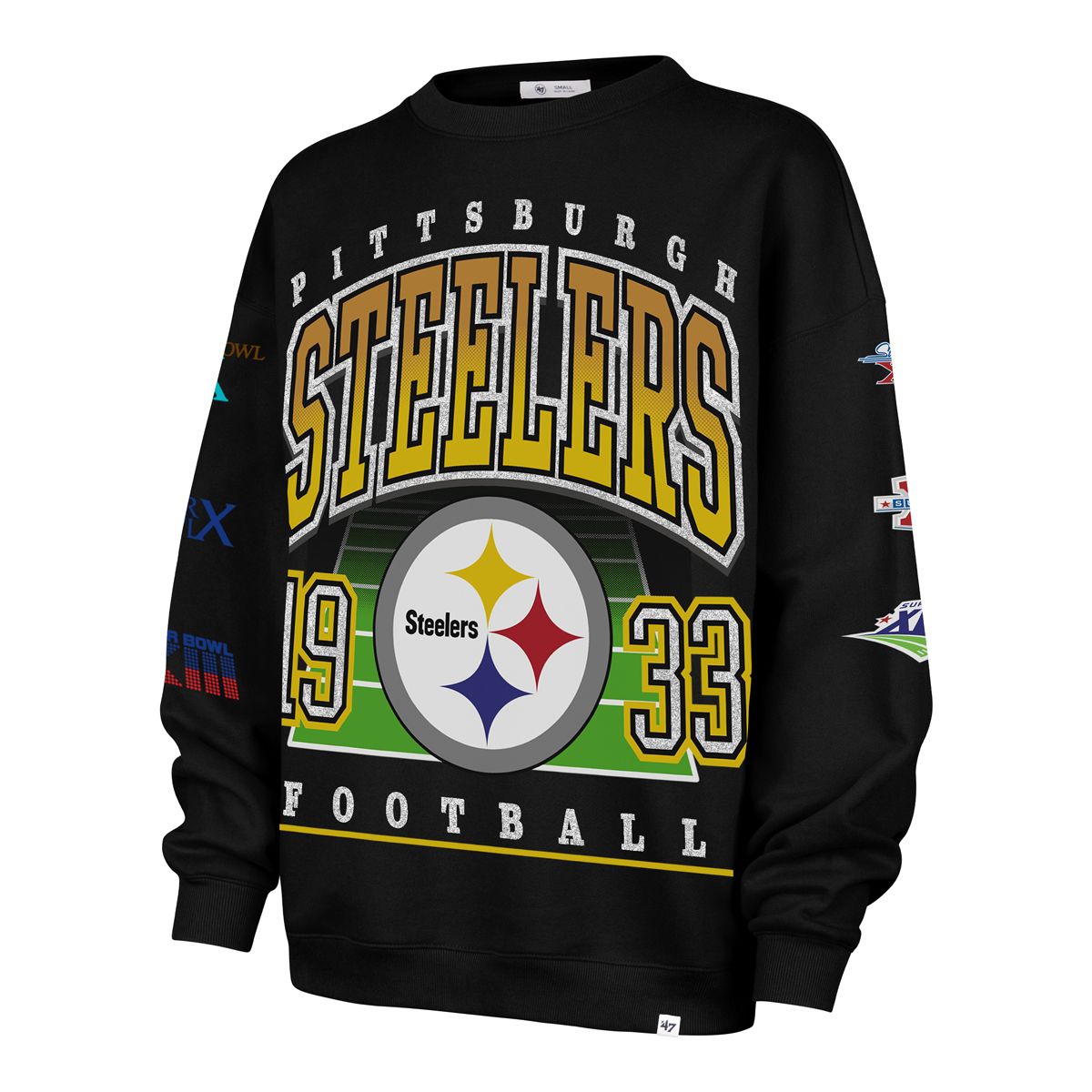 Pittsburgh Steelers Women's '47 Brand Go Big 6x Champ Fleece Crew