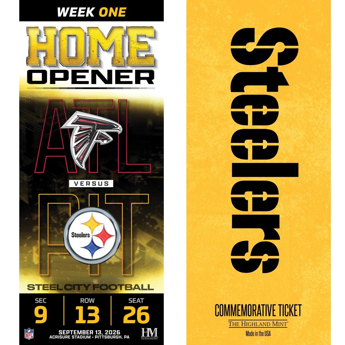 Pittsburgh Steelers vs. Atlanta Falcons 9/13/26 Ticket of the Game
