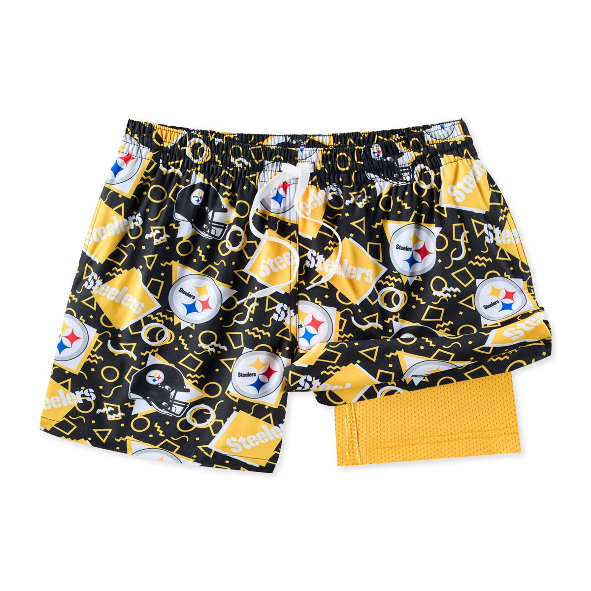 Pittsburgh Steelers Men's Cubbies Neon Lights Classic Lined Swim Trunk