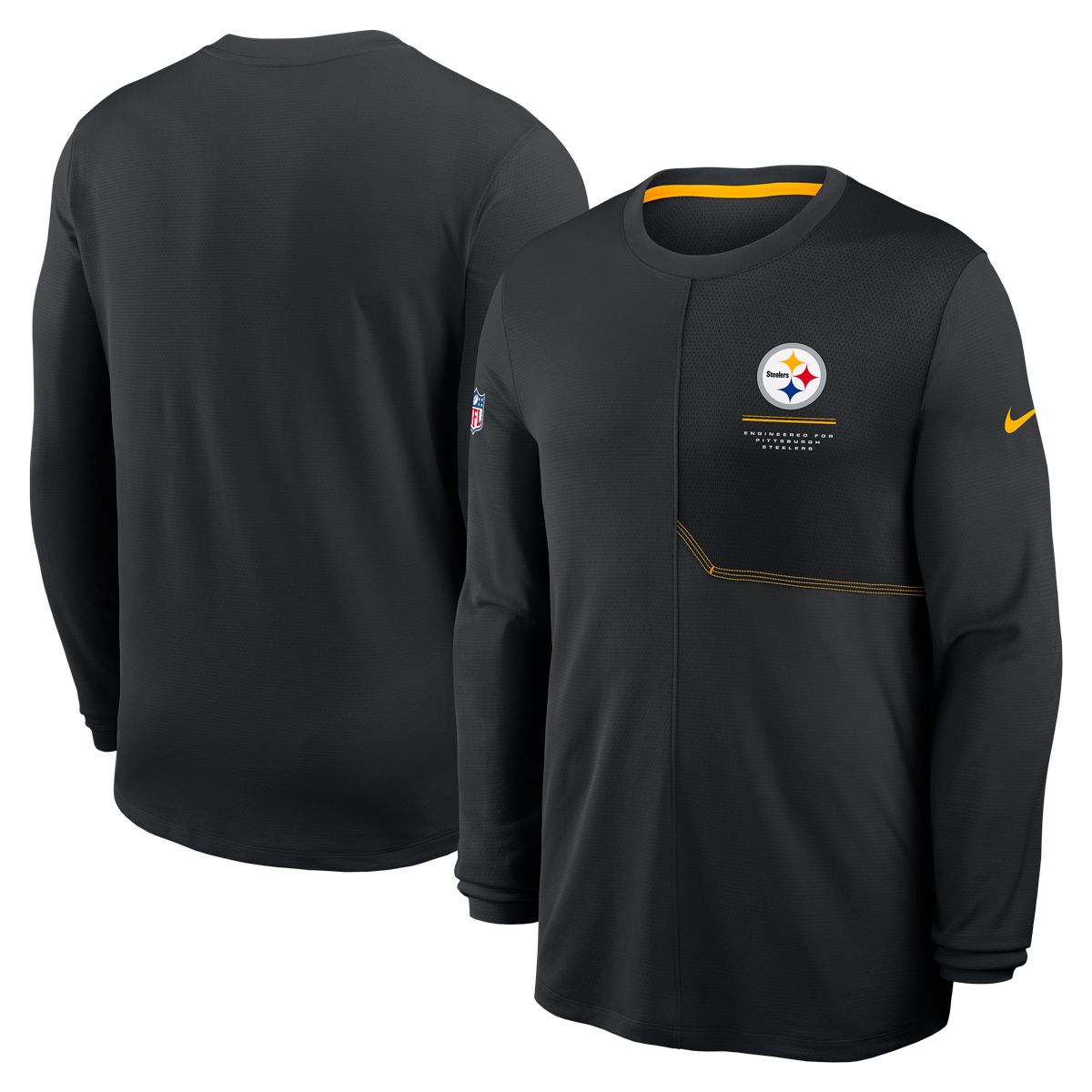 Pittsburgh Steelers Men's Nike Sideline UV Coach Black Long Sleeve T-Shirt 3 Pittsburgh Steelers Men's Nike Sideline UV Coach Black Long Sleeve T-Shirt