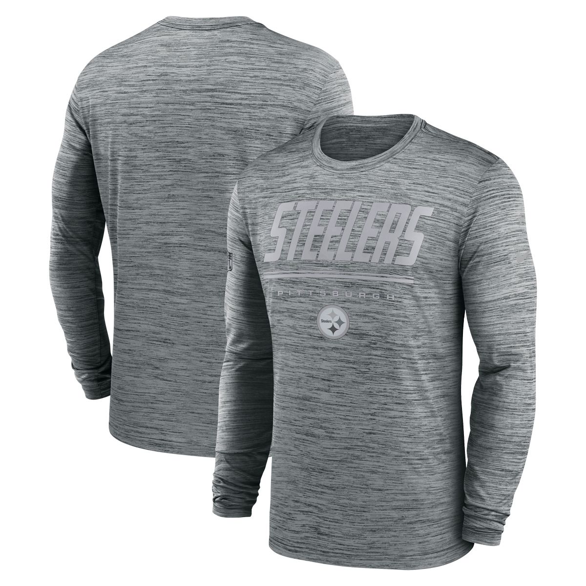 Pittsburgh Steelers Men's Nike Sideline Grey Velocity Long Sleeve T-Shirt 3 Pittsburgh Steelers Men's Nike Sideline Grey Velocity Long Sleeve T-Shirt