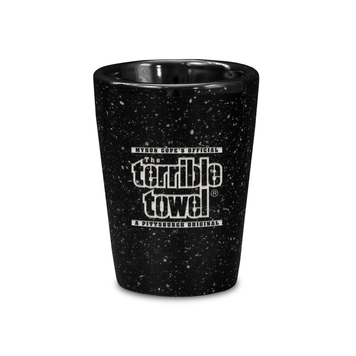 Pittsburgh Steelers Black Speckled Terrible Towel® Shot Glass 1 Pittsburgh Steelers Black Speckled Terrible Towel® Shot Glass
