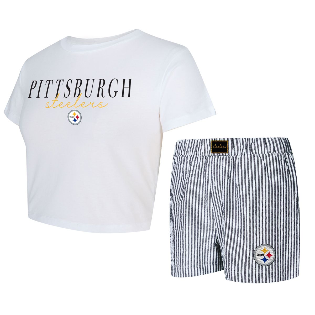 Pittsburgh Steelers Women's Copeland Short Sleeve & Boxer Sleep Set 4 Pittsburgh Steelers Women's Copeland Short Sleeve & Boxer Sleep Set