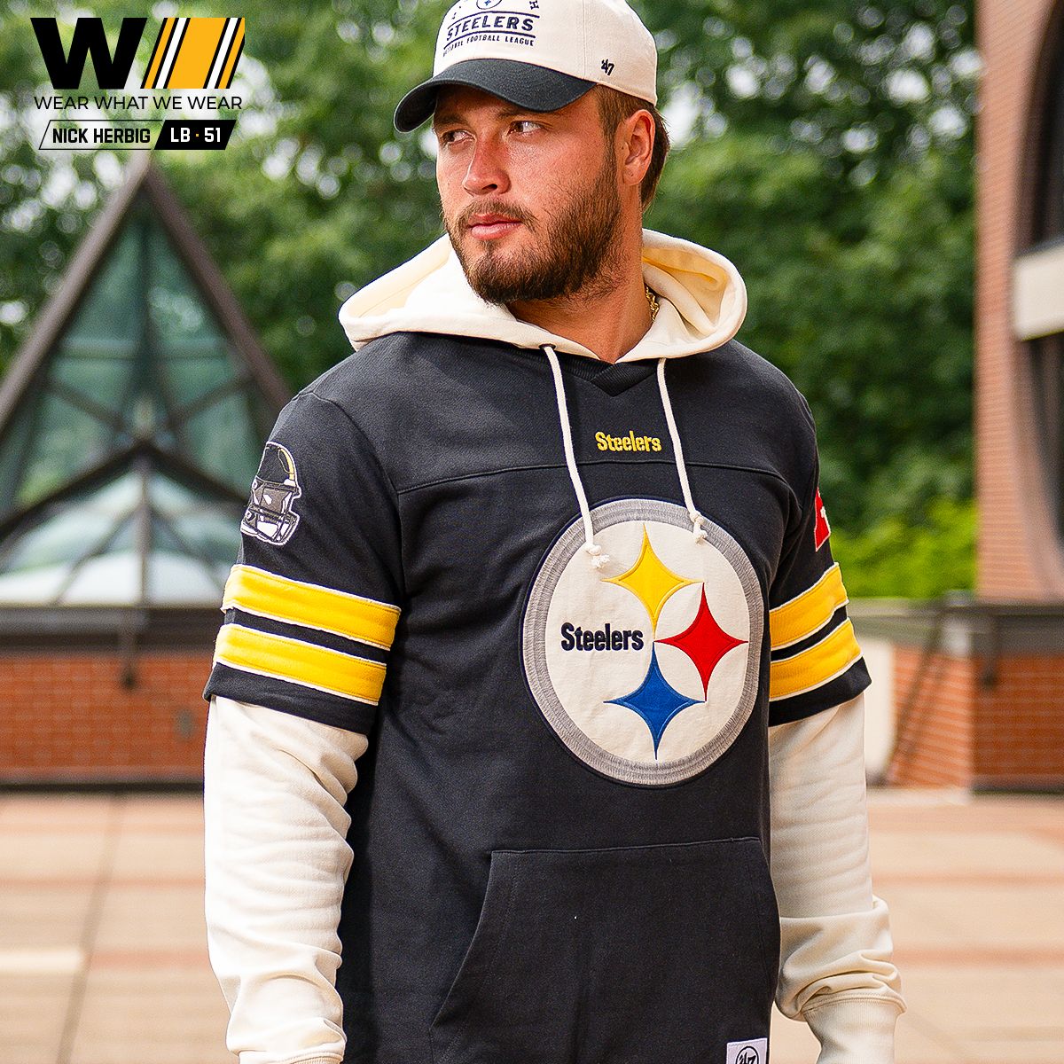 Pittsburgh Steelers Men's '47 Brand Split Zone Cornerback Duo Lacer Hoodie 1 Pittsburgh Steelers Men's '47 Brand Split Zone Cornerback Duo Lacer Hoodie