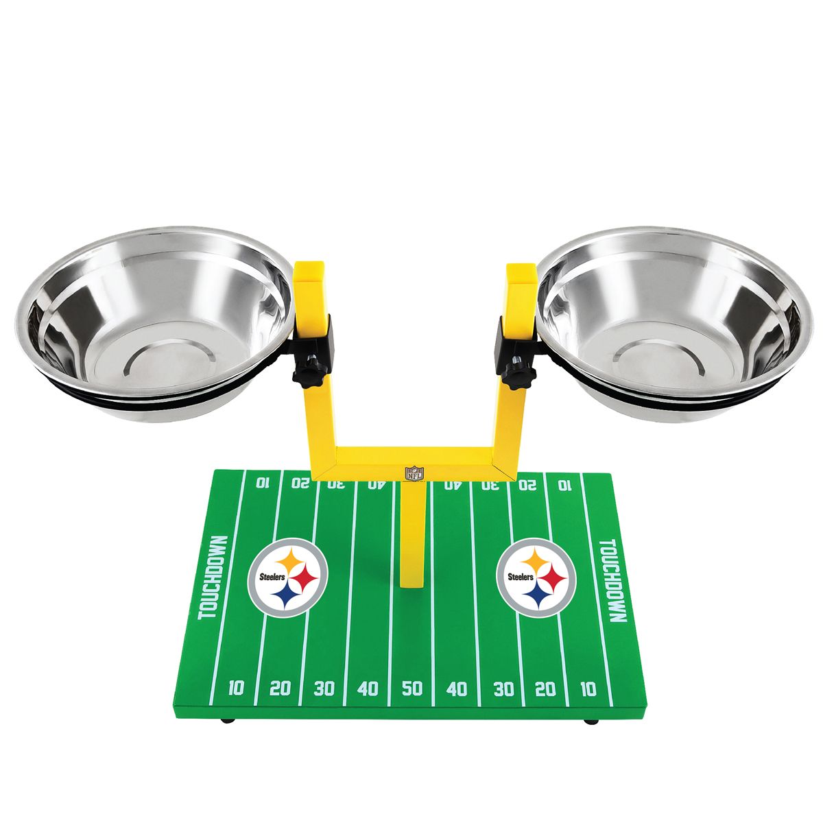 Pittsburgh Steelers 2-Sided Goalpost Pet Feeding Stand