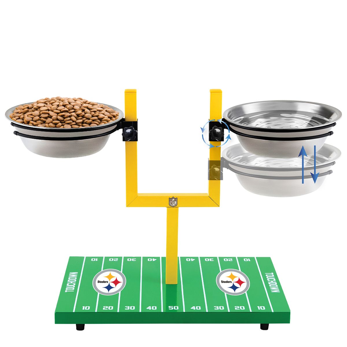 Pittsburgh Steelers 2-Sided Goalpost Pet Feeding Stand 3 Pittsburgh Steelers 2-Sided Goalpost Pet Feeding Stand