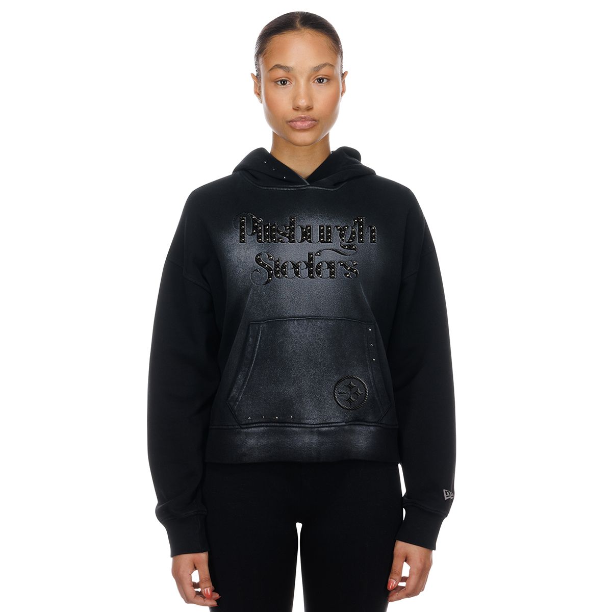 Pittsburgh Steelers Women's New Era Faded Stud Pullover Hoodie