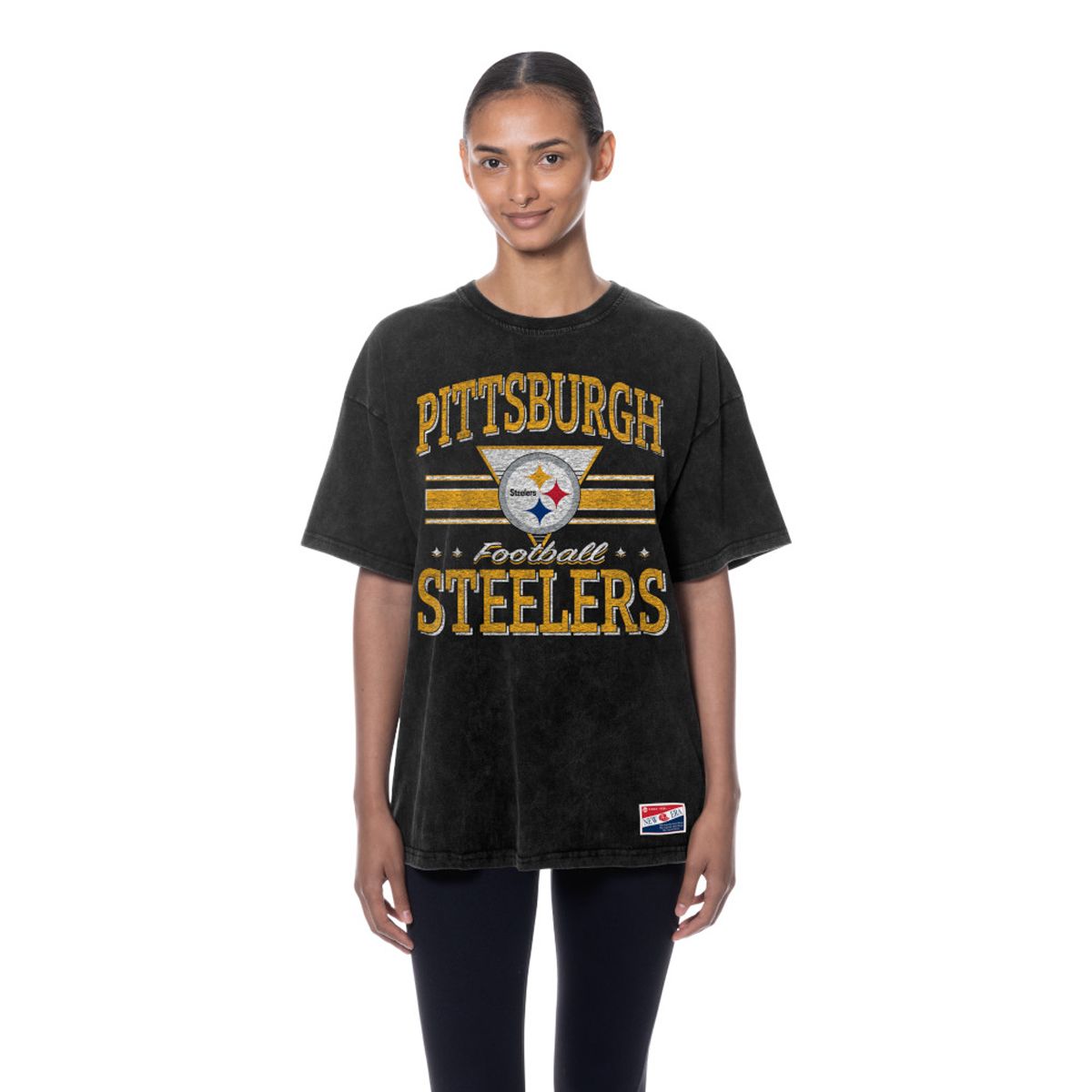 Pittsburgh Steelers Women's New Era Washed Boxy Short Sleeve T-Shirt 1 Pittsburgh Steelers Women's New Era Washed Boxy Short Sleeve T-Shirt