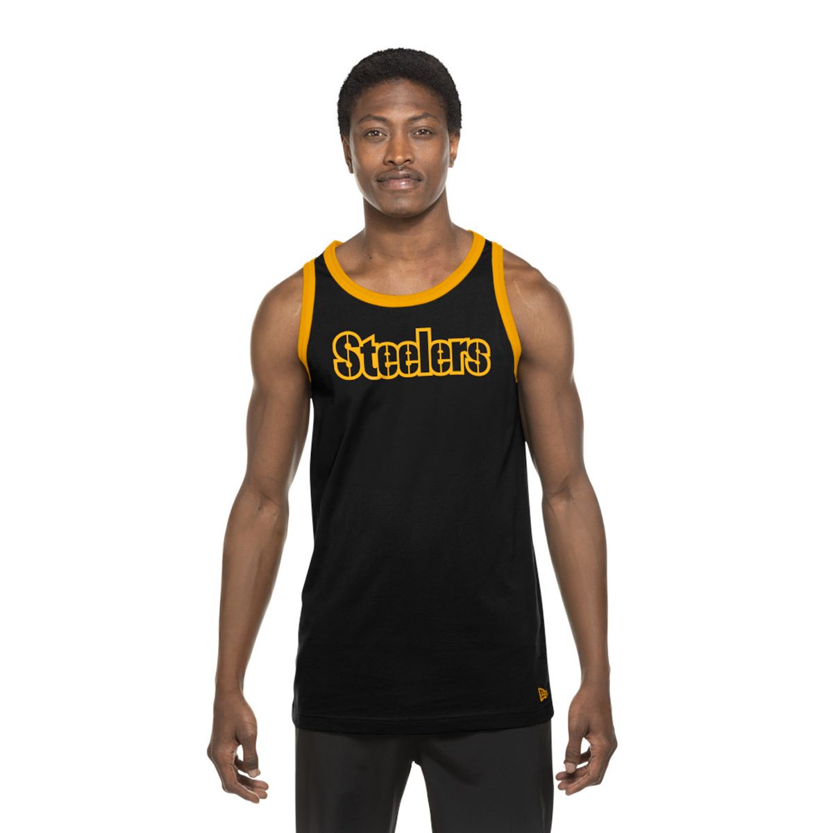 Pittsburgh Steelers Men's New Era Wordmark Ringer Tank 4 Pittsburgh Steelers Men's New Era Wordmark Ringer Tank
