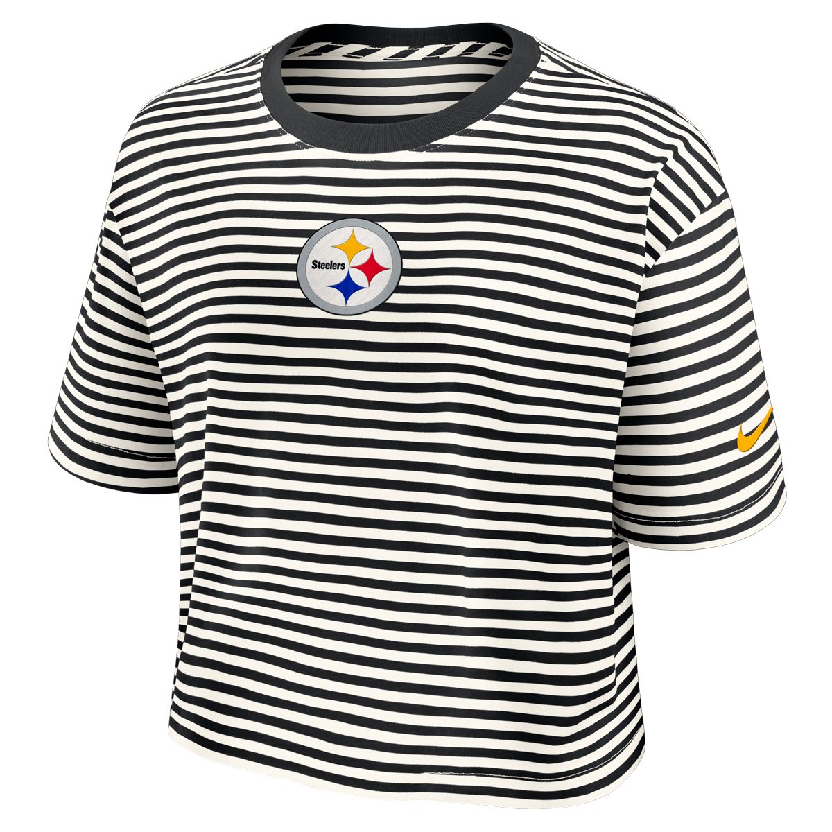 Pittsburgh Steelers Women's Nike Striped Crop Short Sleeve T-Shirt