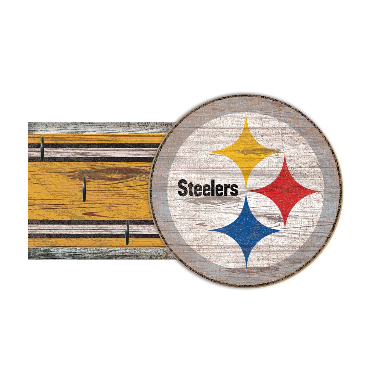 Pittsburgh Steelers 6x12 Wooden Primary Logo Key Holder 2 Pittsburgh Steelers 6x12 Wooden Primary Logo Key Holder
