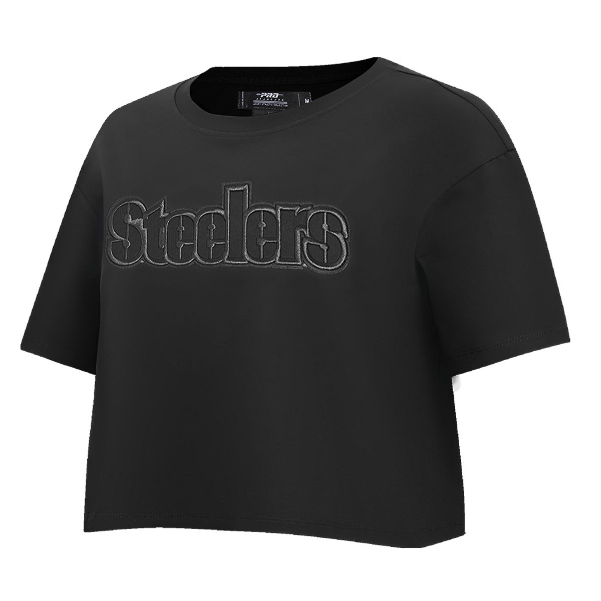 Pittsburgh Steelers Women's Pro Standard Essential Neutral Boxy Crop Black Short Sleeve T-Shirt 8 Pittsburgh Steelers Women's Pro Standard Essential Neutral Boxy Crop Black Short Sleeve T-Shirt