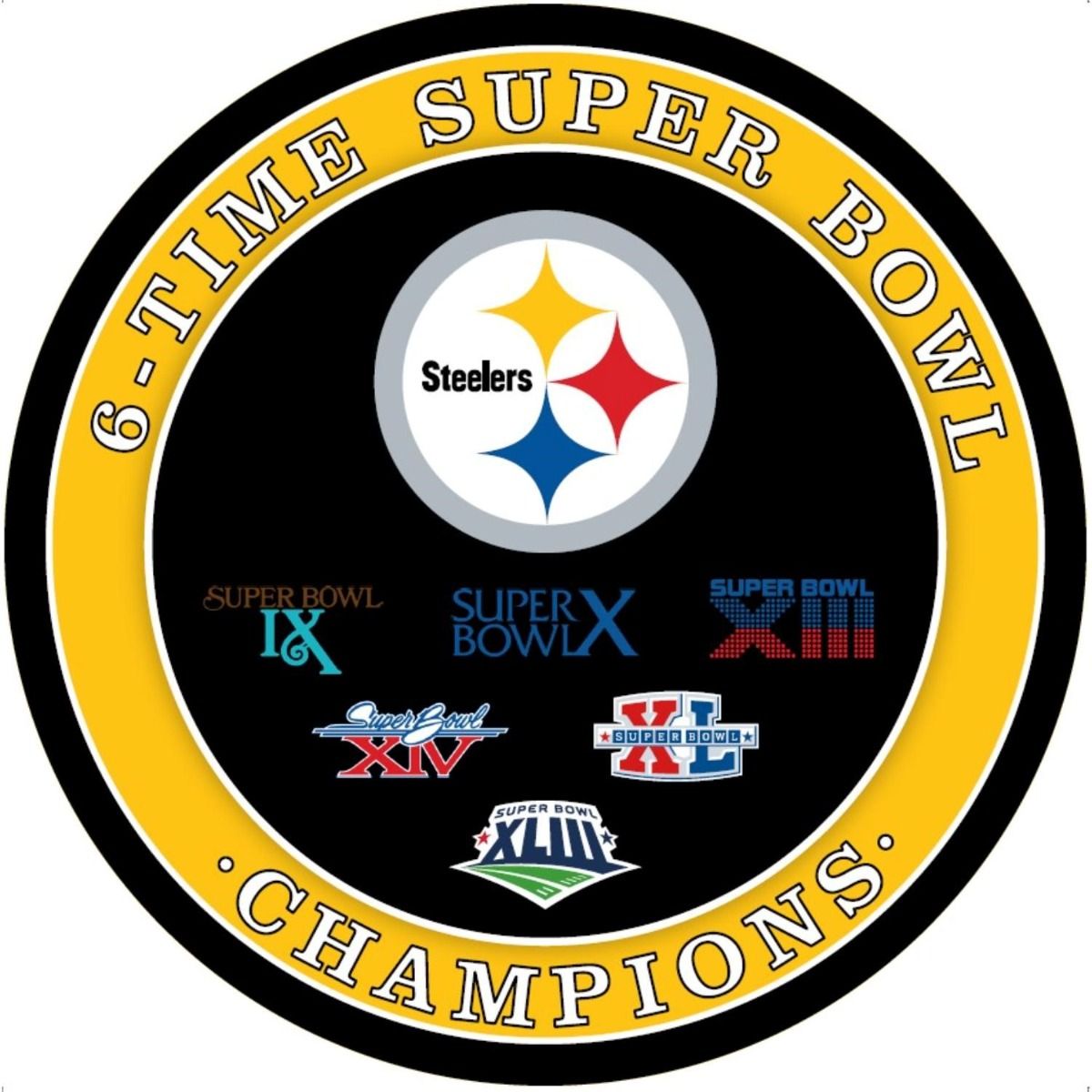 Pittsburgh Steelers 6X Superbowl Champs Round LED Sign 2 Pittsburgh Steelers 6X Superbowl Champs Round LED Sign