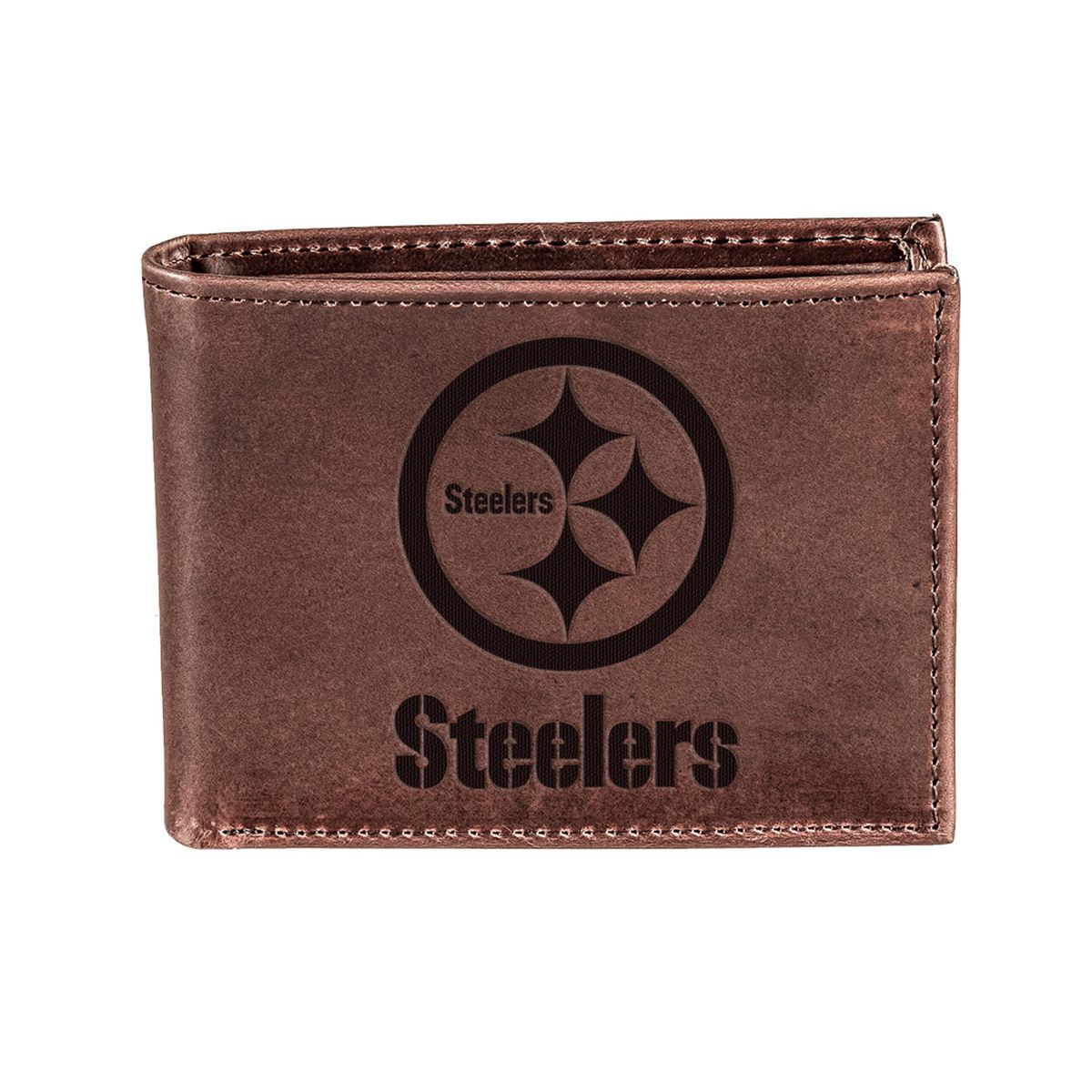 Pittsburgh Steelers Bi-Fold Brown Leather Wallet 7 Pittsburgh Steelers Bi-Fold Brown Leather Wallet