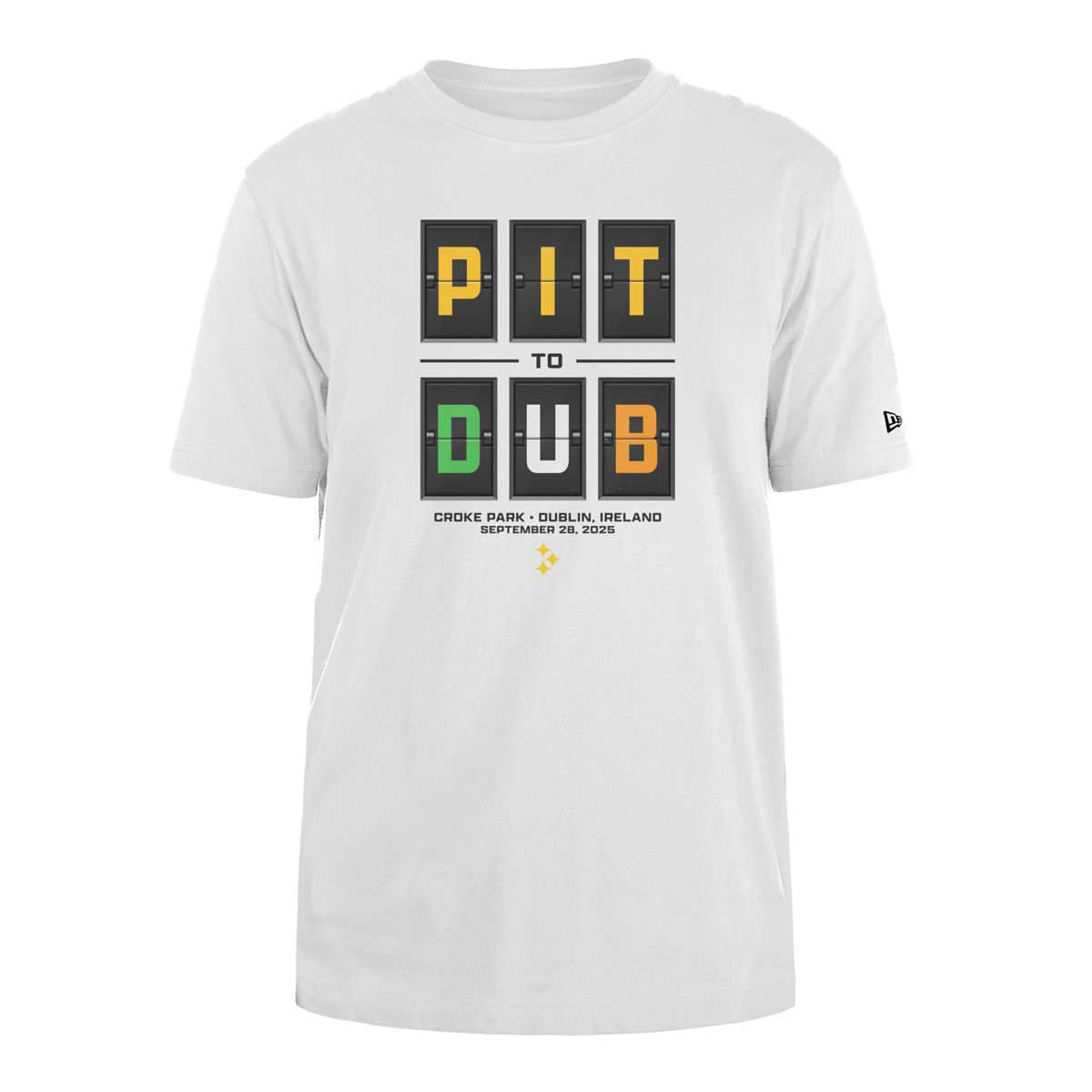 Pittsburgh Steelers Men's New Era Departure Board Short Sleeve T-Shirt 6 Pittsburgh Steelers Men's New Era Departure Board Short Sleeve T-Shirt