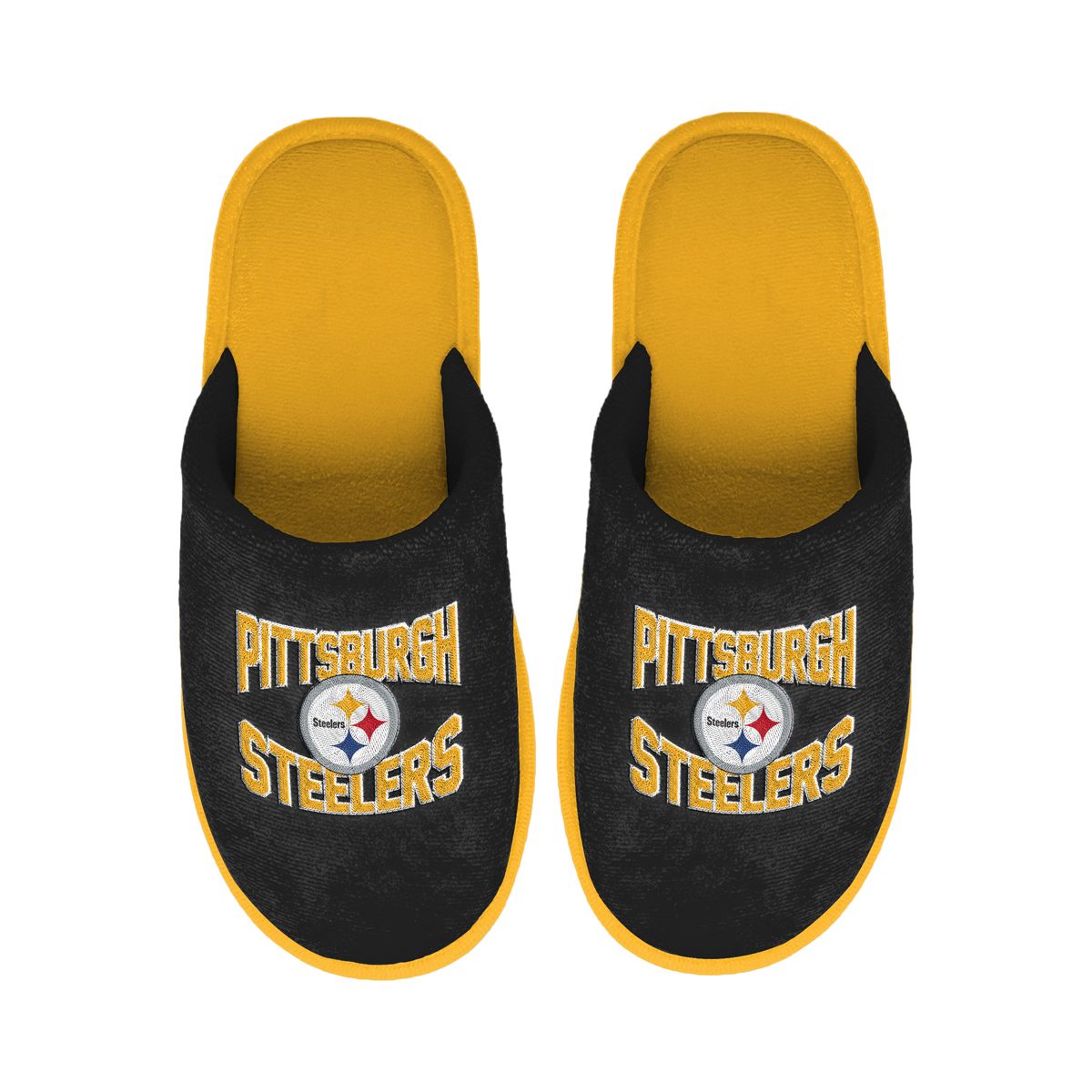Pittsburgh Steelers Little Boy's Stacked Wordmark Big Logo Slipper