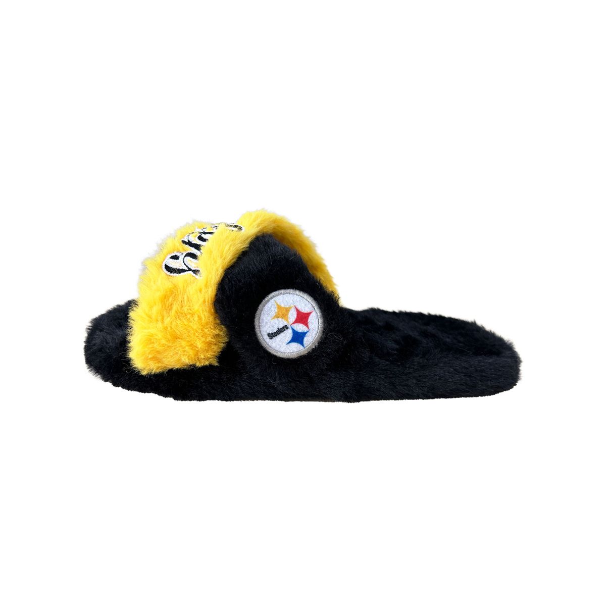 Pittsburgh Steelers Women's Two Tone Fur Cross Slipper 3 Pittsburgh Steelers Women's Two Tone Fur Cross Slipper
