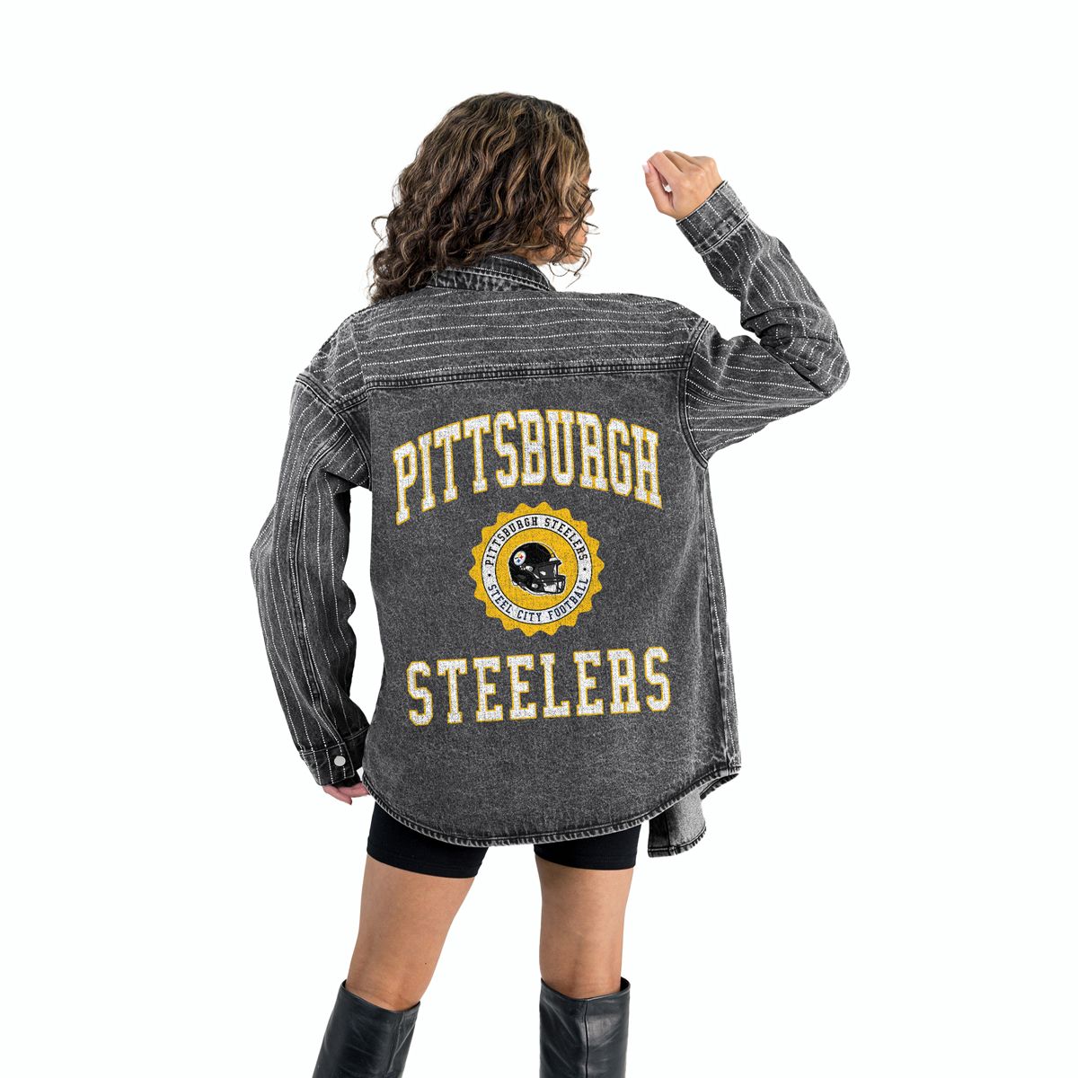 Pittsburgh Steelers Women's Gameday Couture Instant Replay Rhinestone Shacket