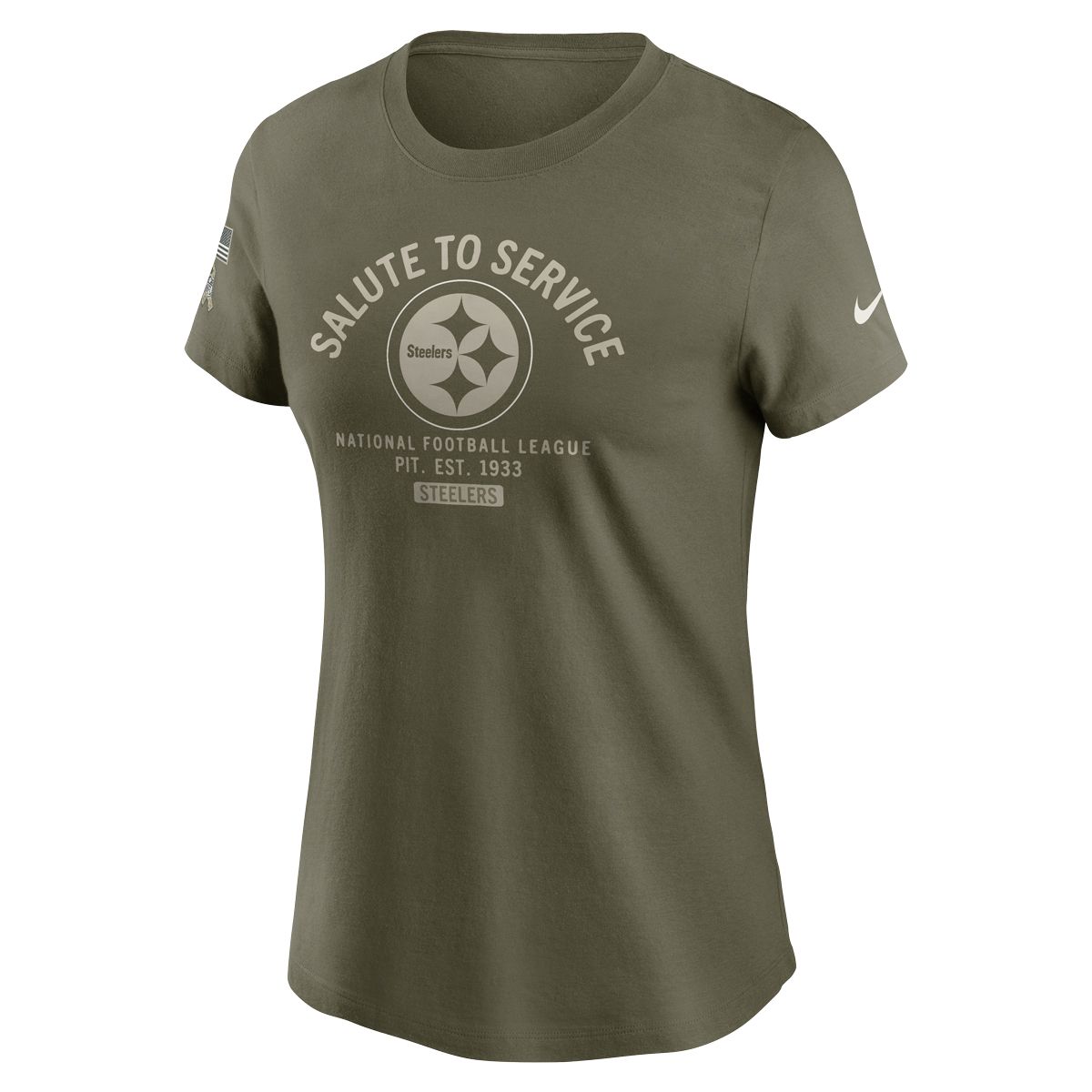 Pittsburgh Steelers Women's Nike Salute to Service Green Short Sleeve T-Shirt