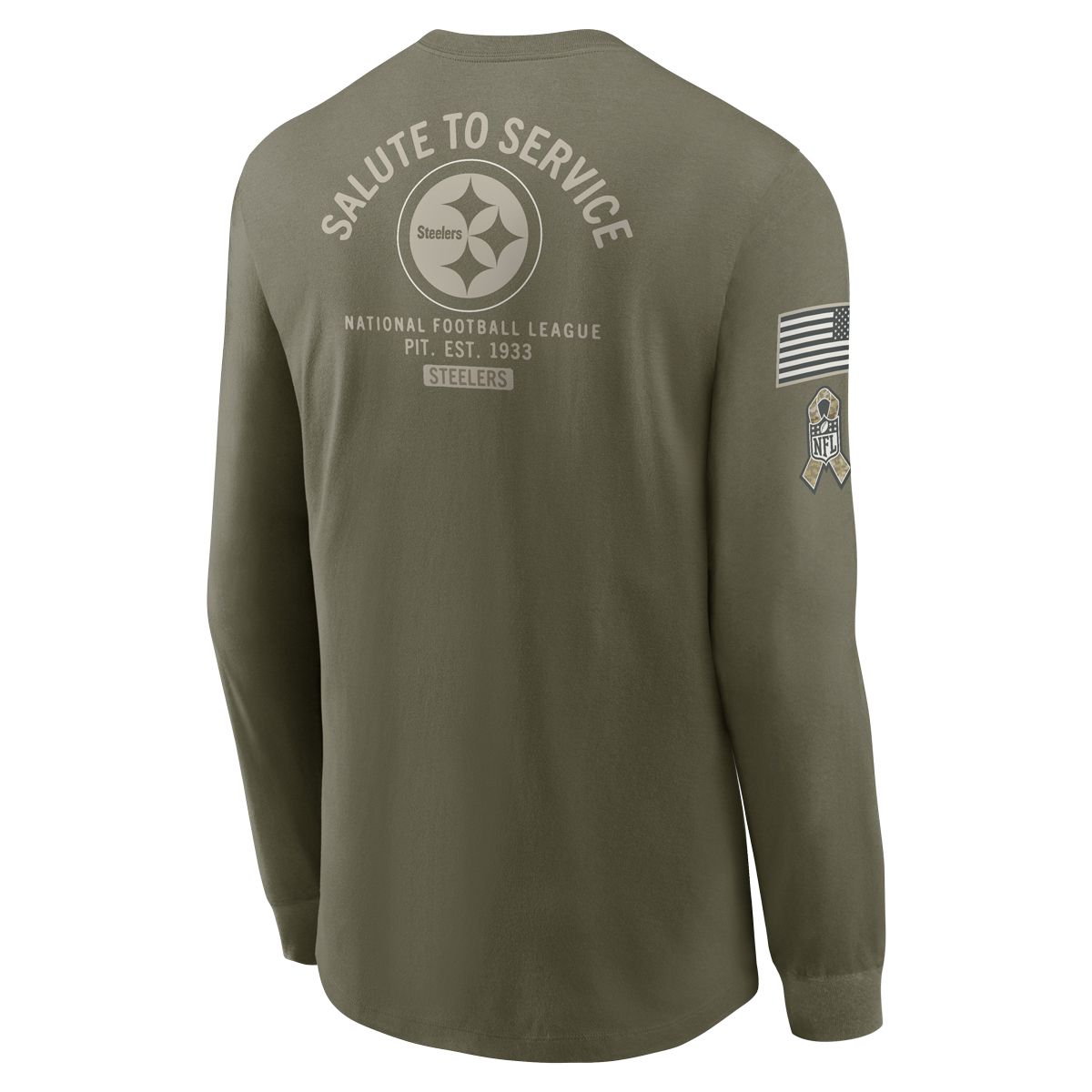 Pittsburgh Steelers Men's Nike Salute To Service Green Long Sleeve T-Shirt