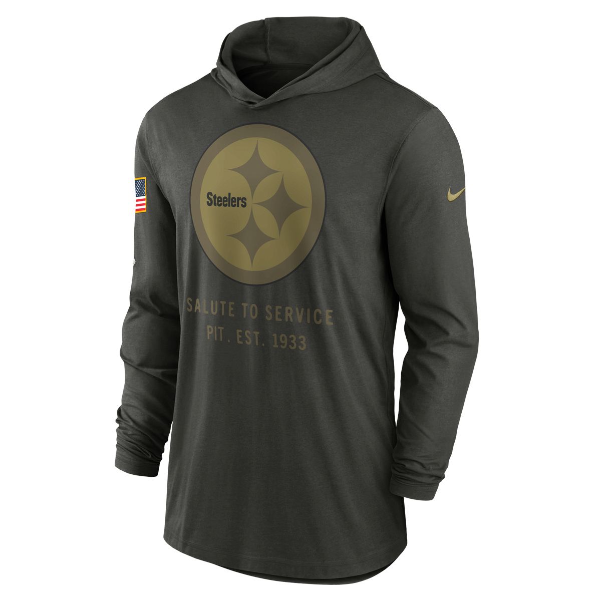 Pittsburgh Steelers Men's Nike Salute To Service Hoodie Long Sleeve T-Shirt
