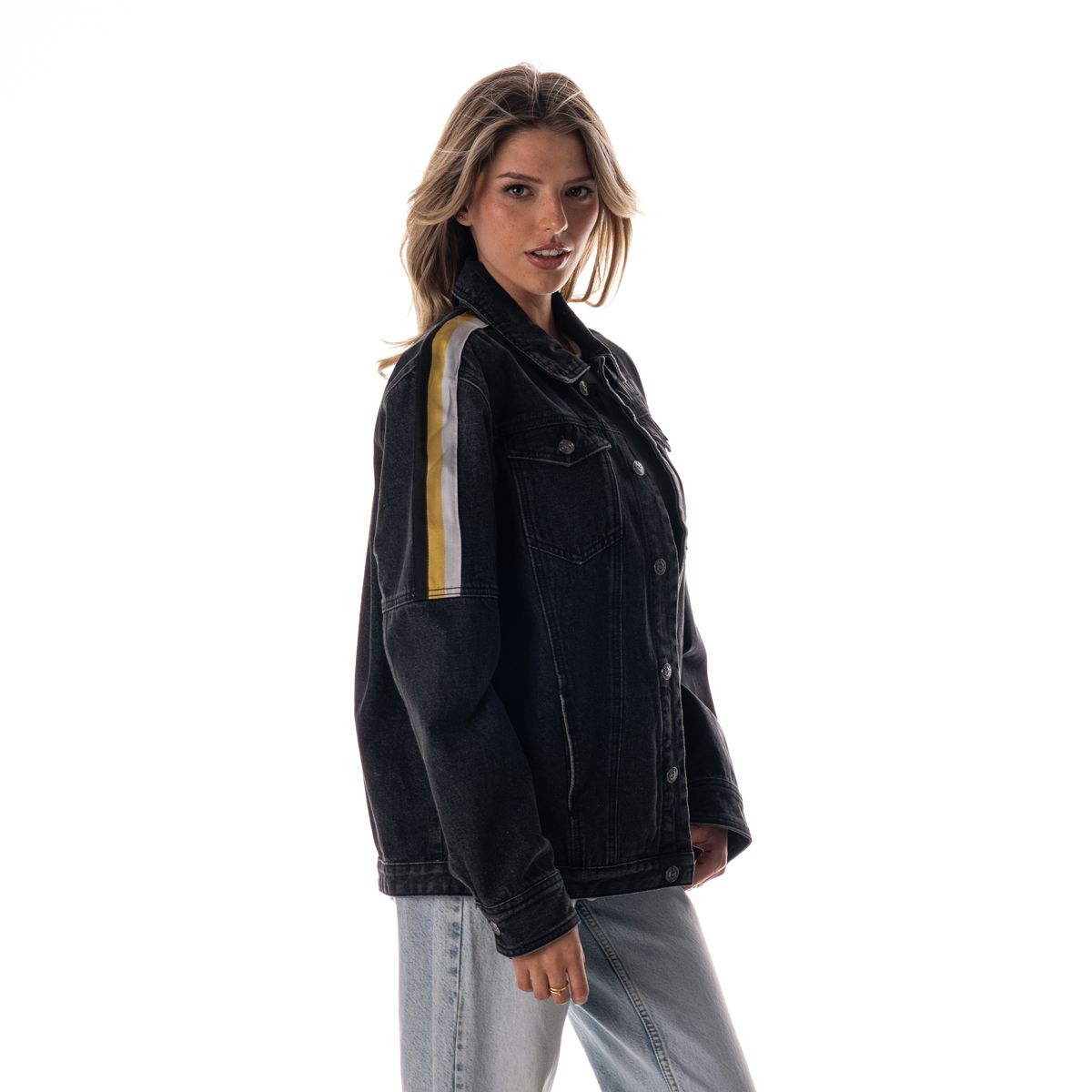 Pittsburgh Steelers Women's Wild Collective Rock Stud Denim Jacket 5 Pittsburgh Steelers Women's Wild Collective Rock Stud Denim Jacket