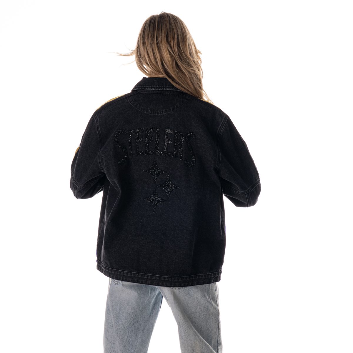 Pittsburgh Steelers Women's Wild Collective Rock Stud Denim Jacket 6 Pittsburgh Steelers Women's Wild Collective Rock Stud Denim Jacket