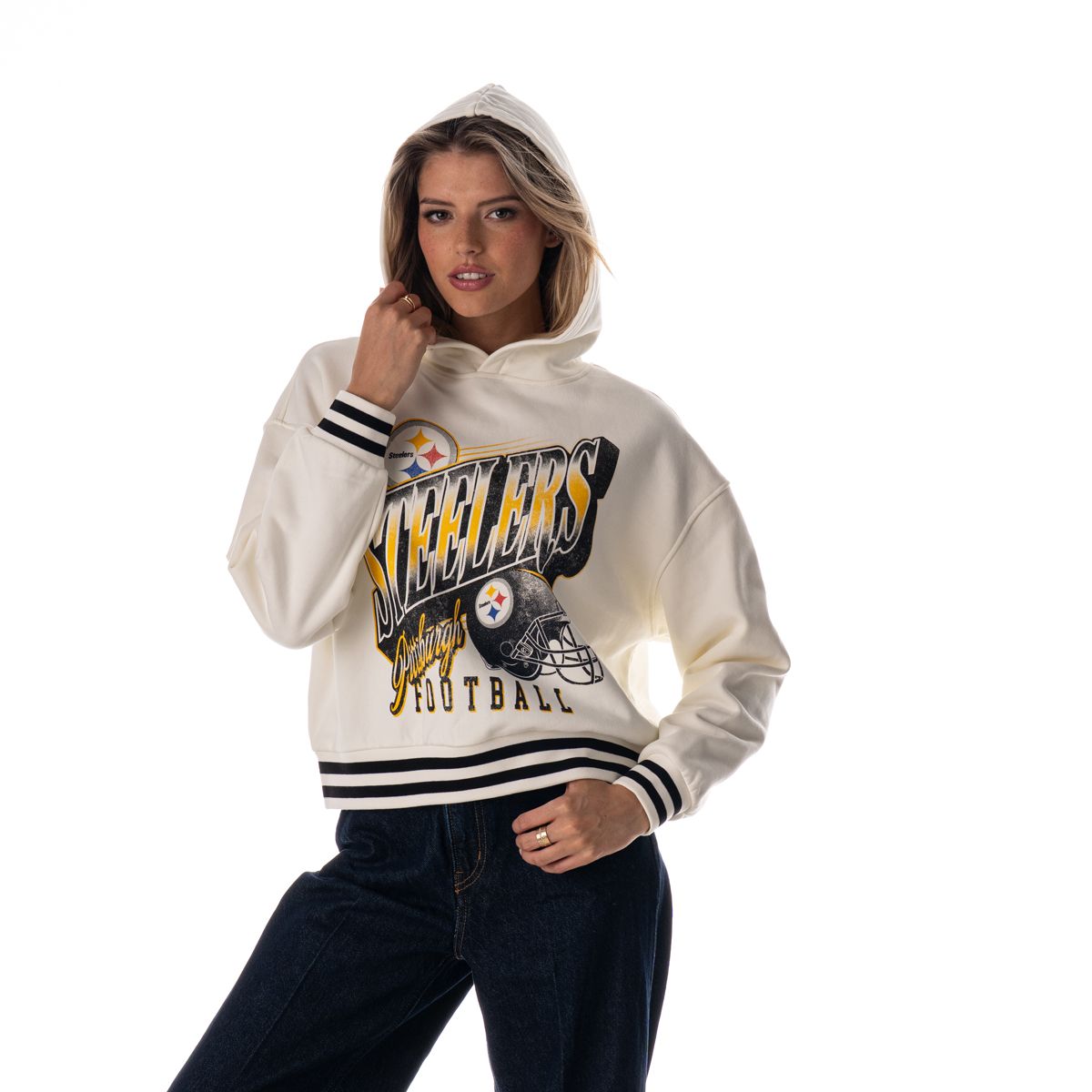 Pittsburgh Steelers Women's Wild Collective 90's Graphic Cropped Pullover Fleece Hoodie 3 Pittsburgh Steelers Women's Wild Collective 90's Graphic Cropped Pullover Fleece Hoodie