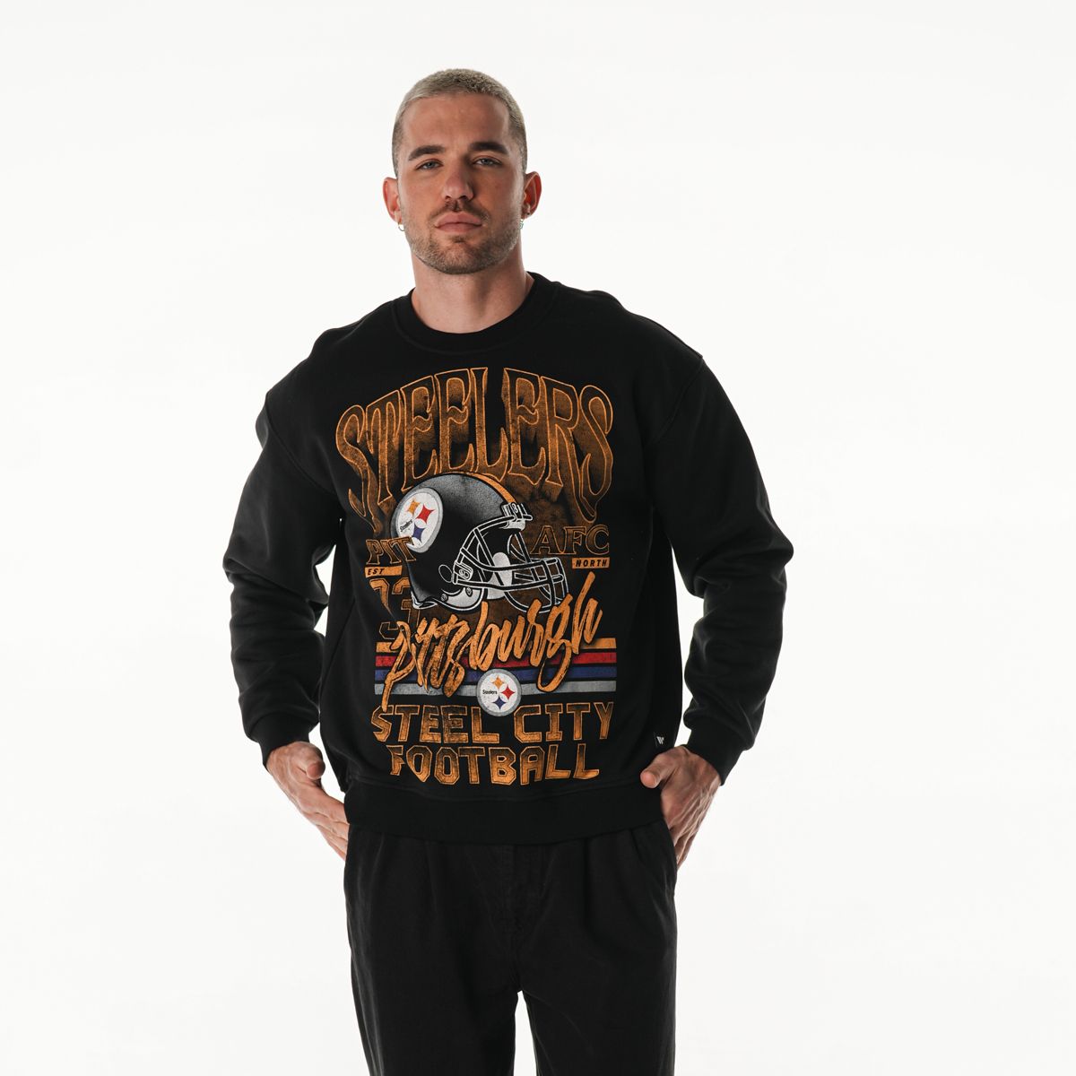 Pittsburgh Steelers Unisex Wild Collective Vintage Graphic Crew Sweatshirt 2 Pittsburgh Steelers Unisex Wild Collective Vintage Graphic Crew Sweatshirt
