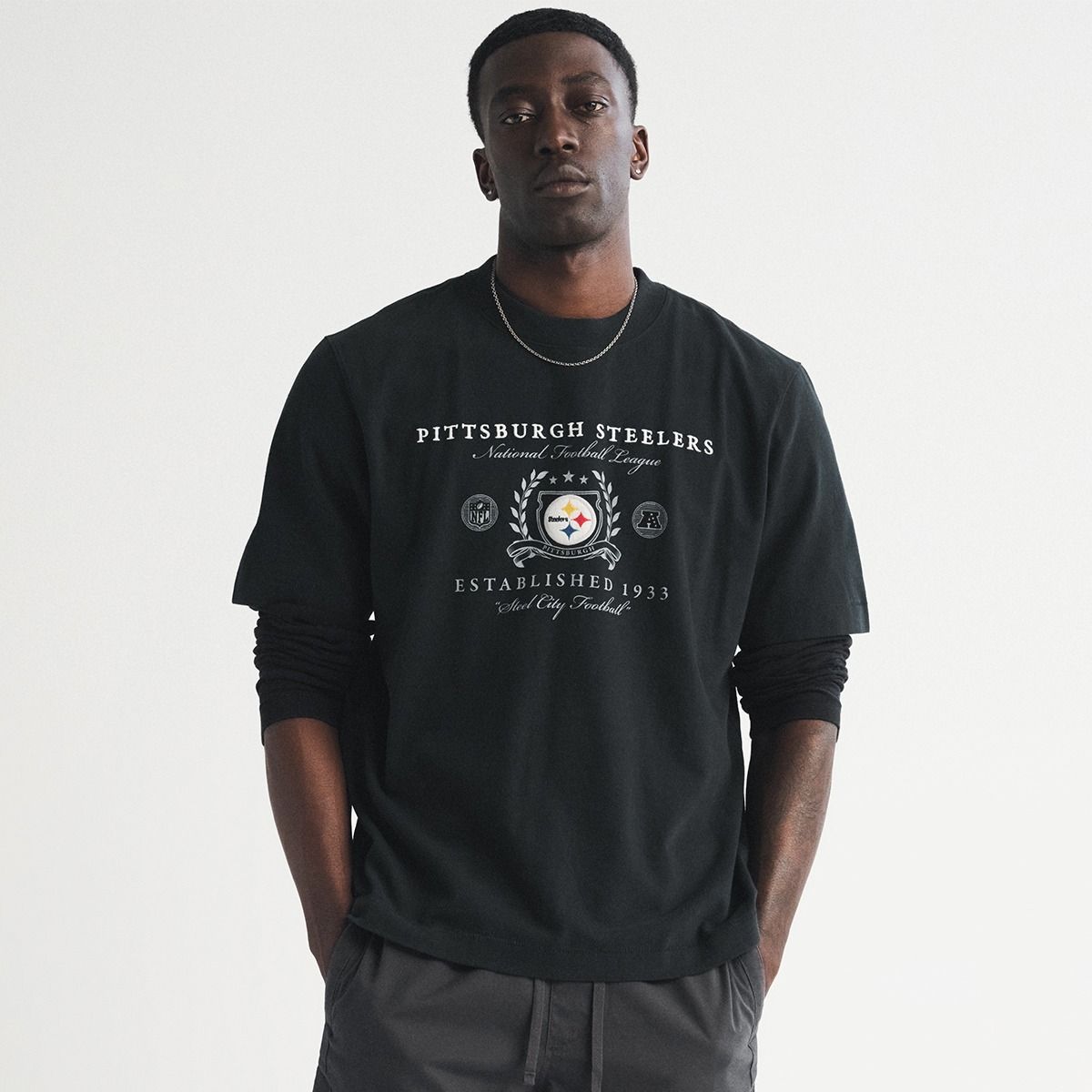 Pittsburgh Steelers Men's Abercrombie & Fitch Laurel Wreath Premium Heavyweight Tee