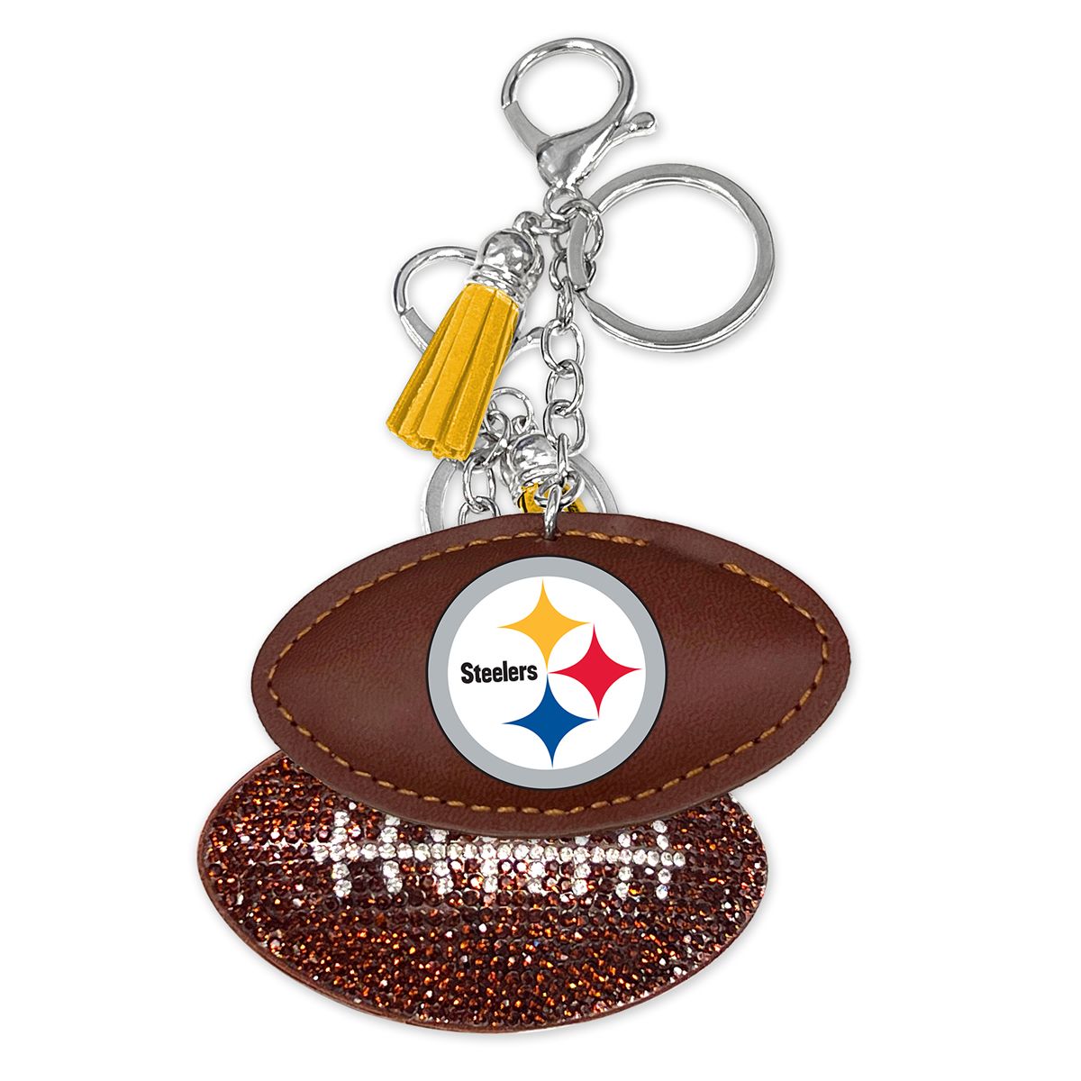 Pittsburgh Steelers Rhinestone Puff Keychain