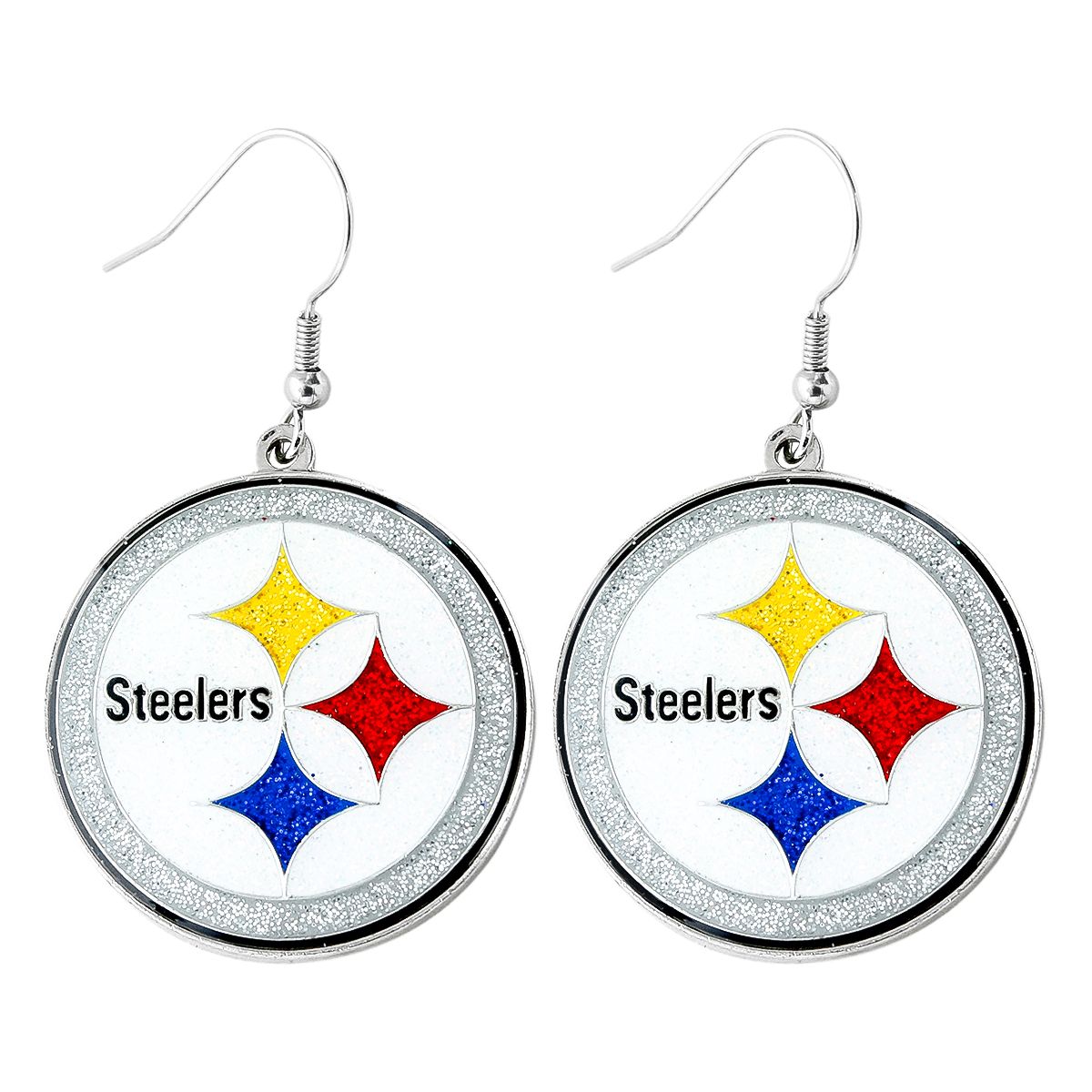 Pittsburgh Steelers Glitter Dazzle Logo Earrings 1 Pittsburgh Steelers Glitter Dazzle Logo Earrings