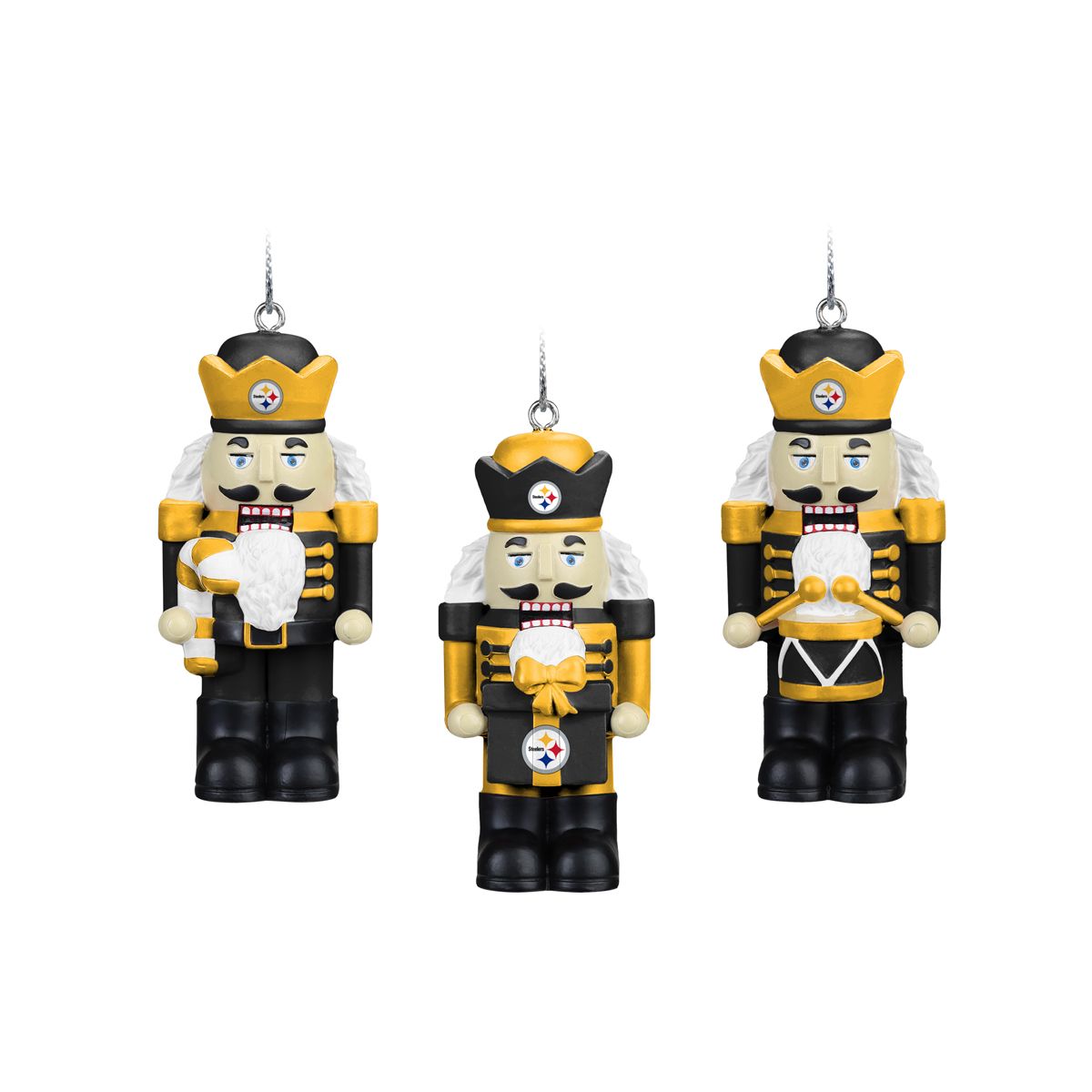 Pittsburgh Steelers 3-Pack Nutcracker Ornament Set 3 Pittsburgh Steelers 3-Pack Nutcracker Ornament Set