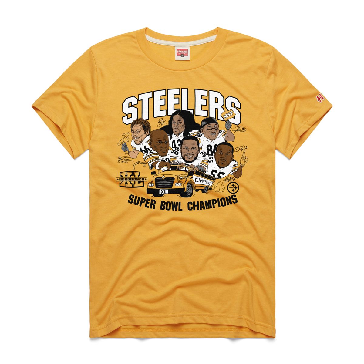 Pittsburgh Steelers Men's Homage Super Bowl XL Champions Player Gold Short Sleeve T-Shirt