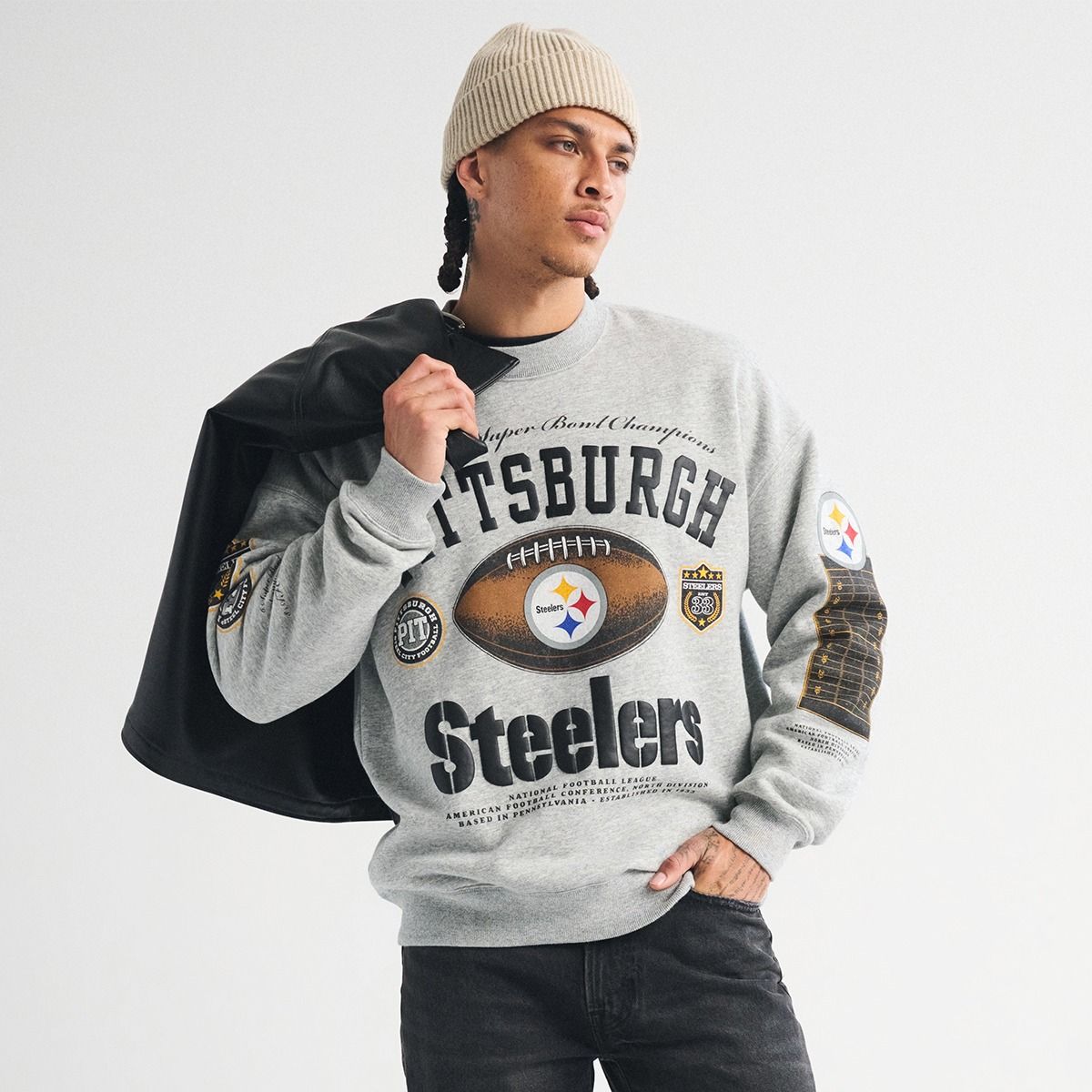 Pittsburgh Steelers Men's Abercrombie & Fitch 6X Champ Fleece Crewneck