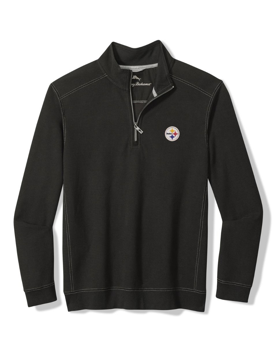 Pittsburgh Steelers Men's Tommy Bahama Montego Bay Black 1/2 Zip 1 Pittsburgh Steelers Men's Tommy Bahama Montego Bay Black 1/2 Zip