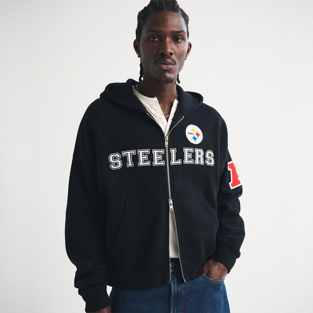 Pittsburgh Steelers Men's Abercrombie & Fitch Fleece Full Zip Hoodie 1 Pittsburgh Steelers Men's Abercrombie & Fitch Fleece Full Zip Hoodie