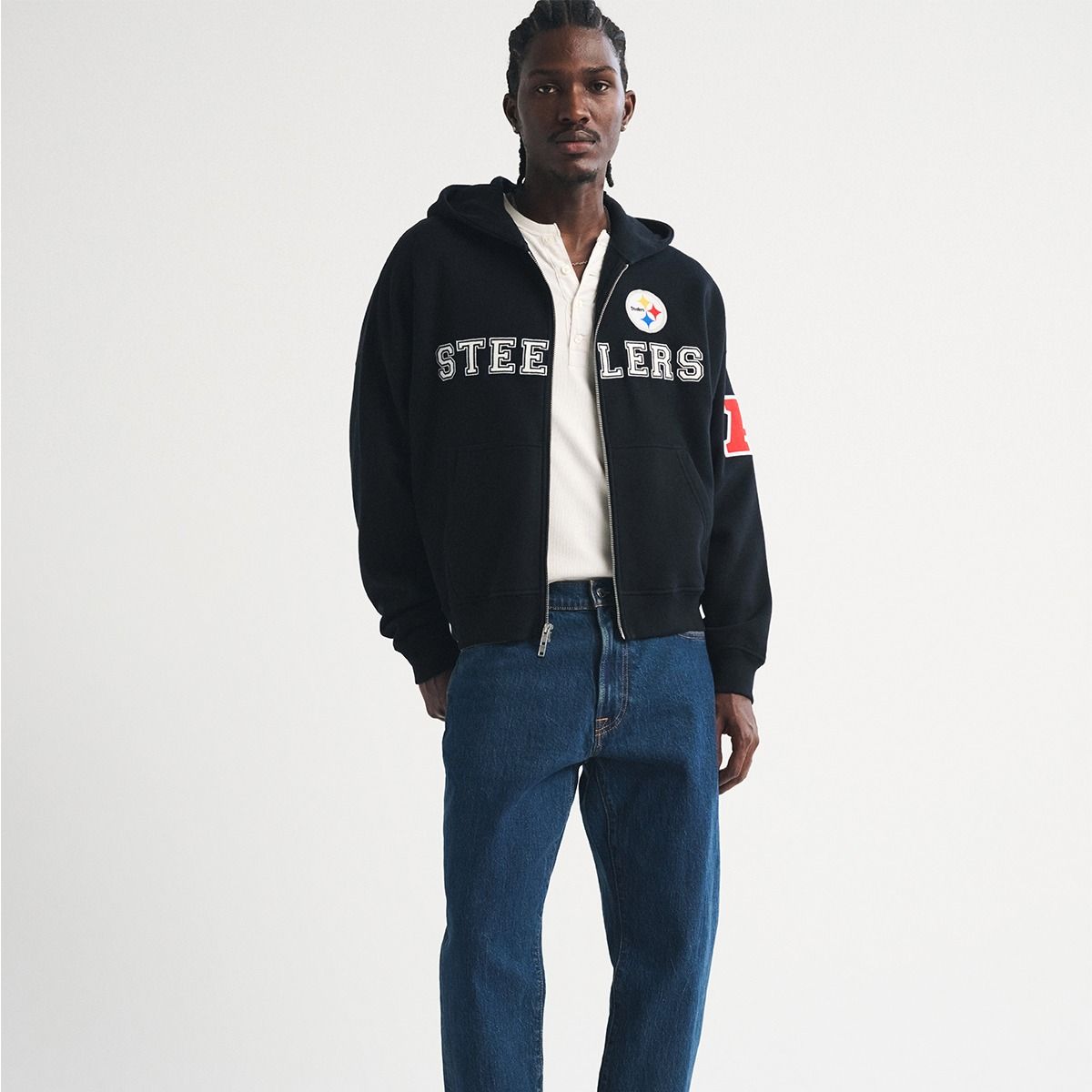 Pittsburgh Steelers Men's Abercrombie & Fitch Fleece Full Zip Hoodie 3 Pittsburgh Steelers Men's Abercrombie & Fitch Fleece Full Zip Hoodie